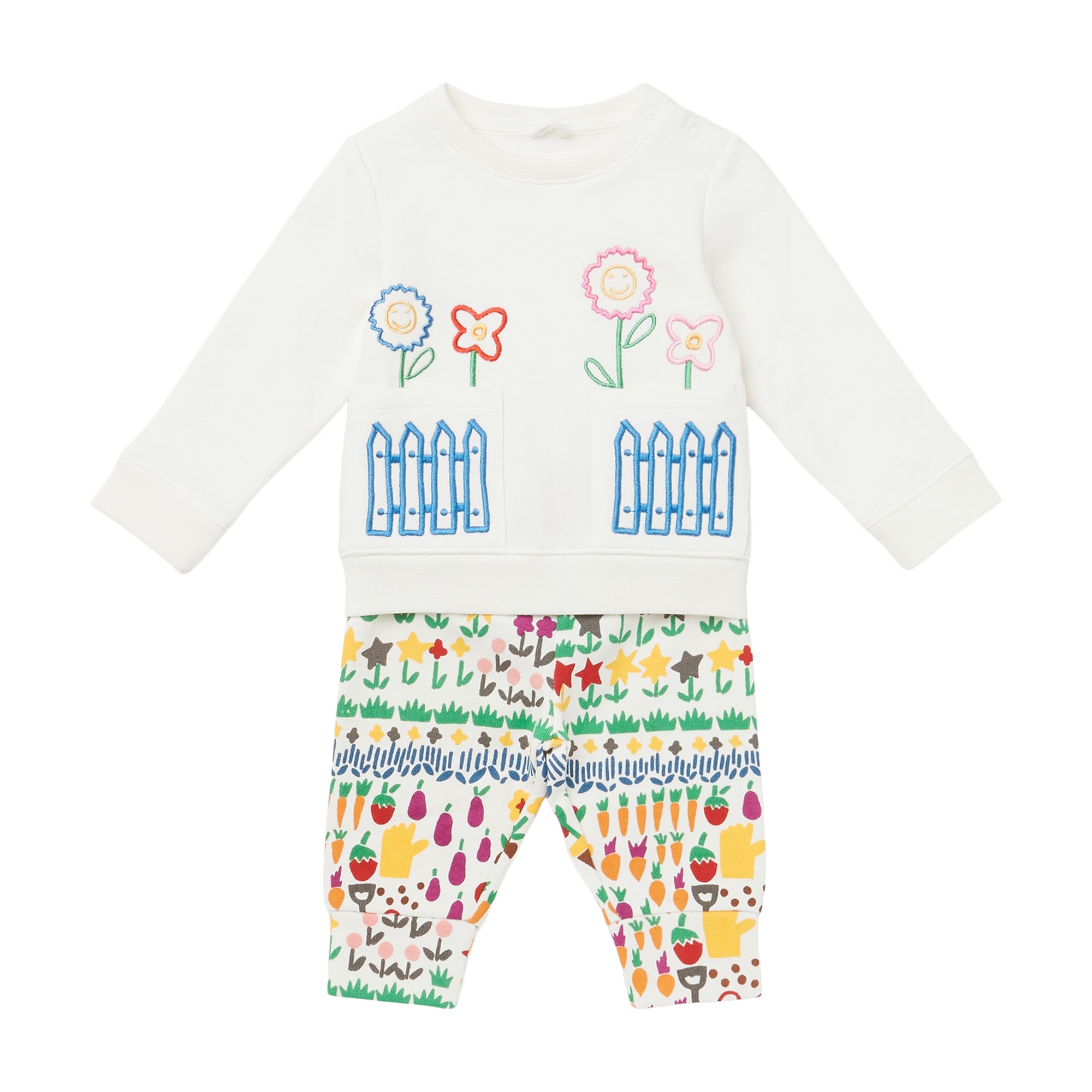 Baby Girls White Embroidered Cotton Sweatshirt