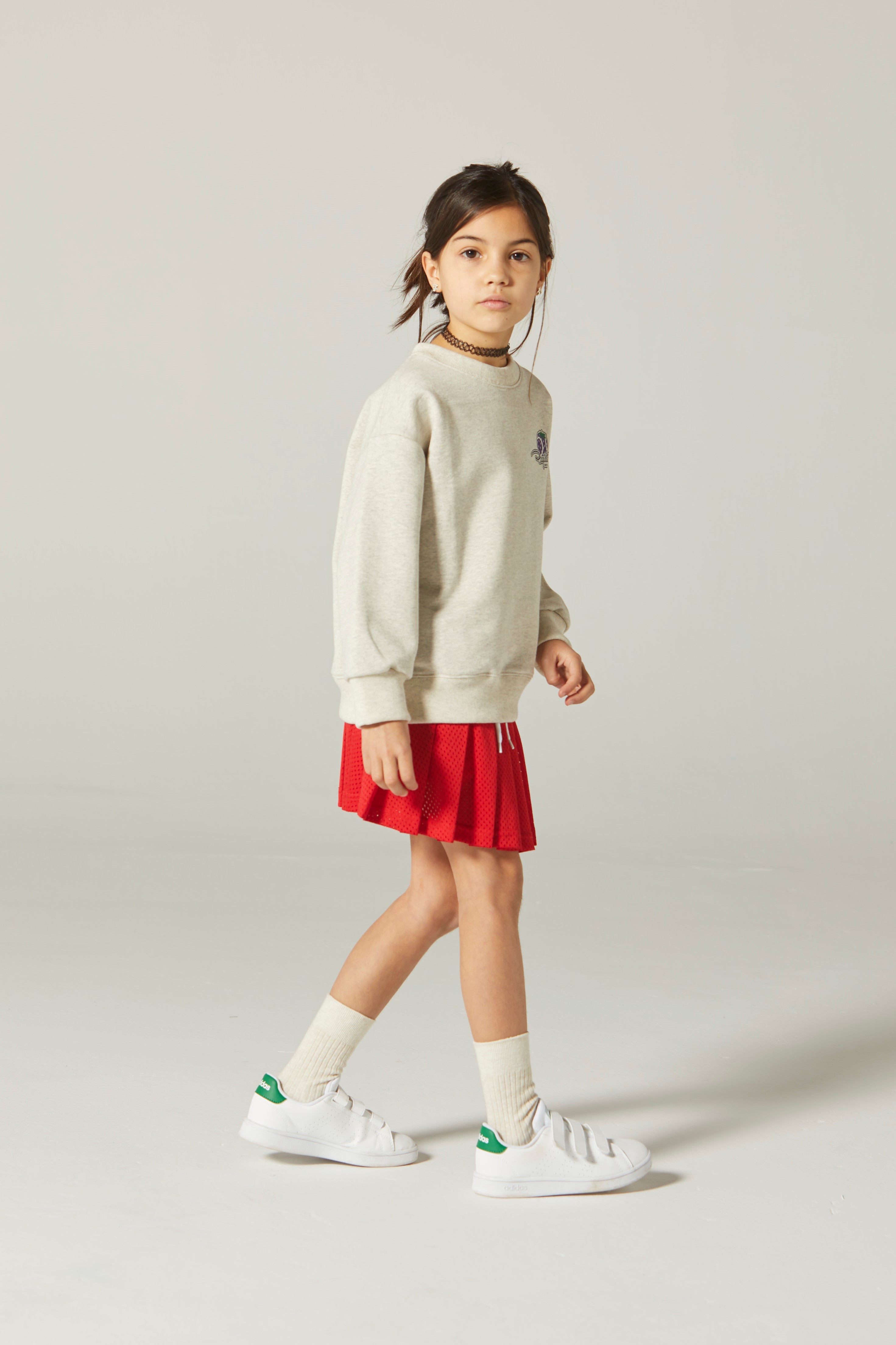 Girls Red Mesh Logo Skirt
