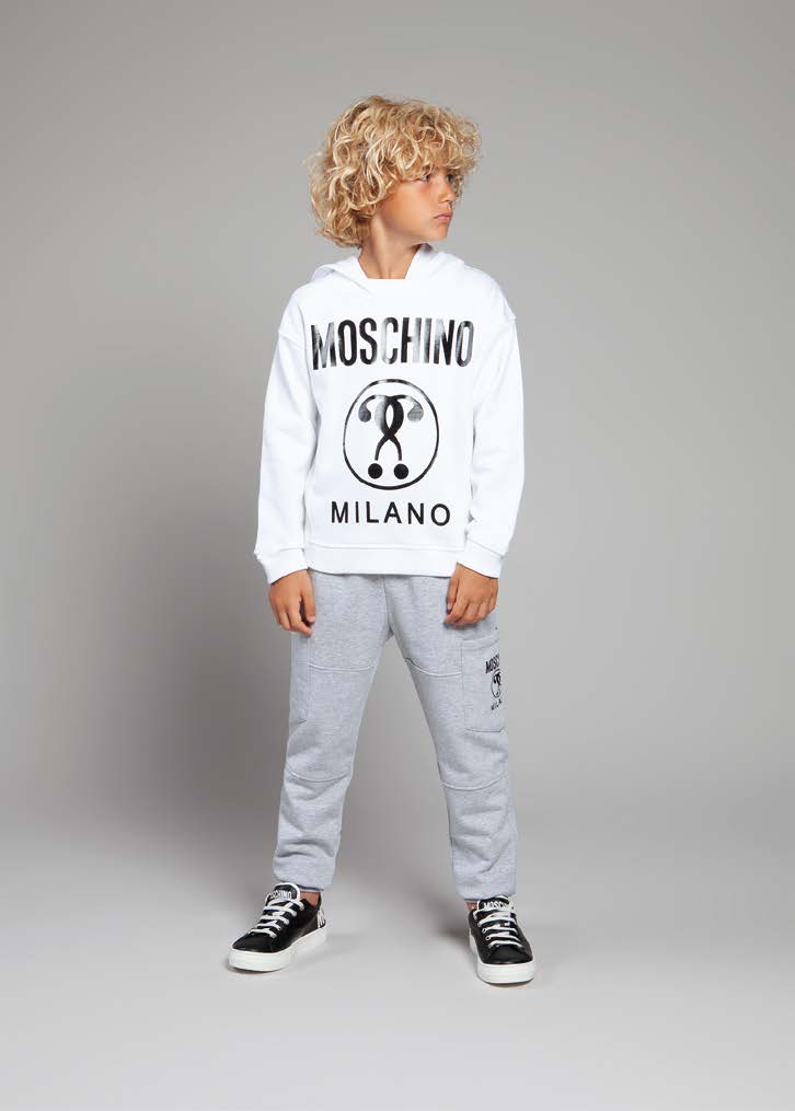 Boys White Hooded Cotton Sweatshirt