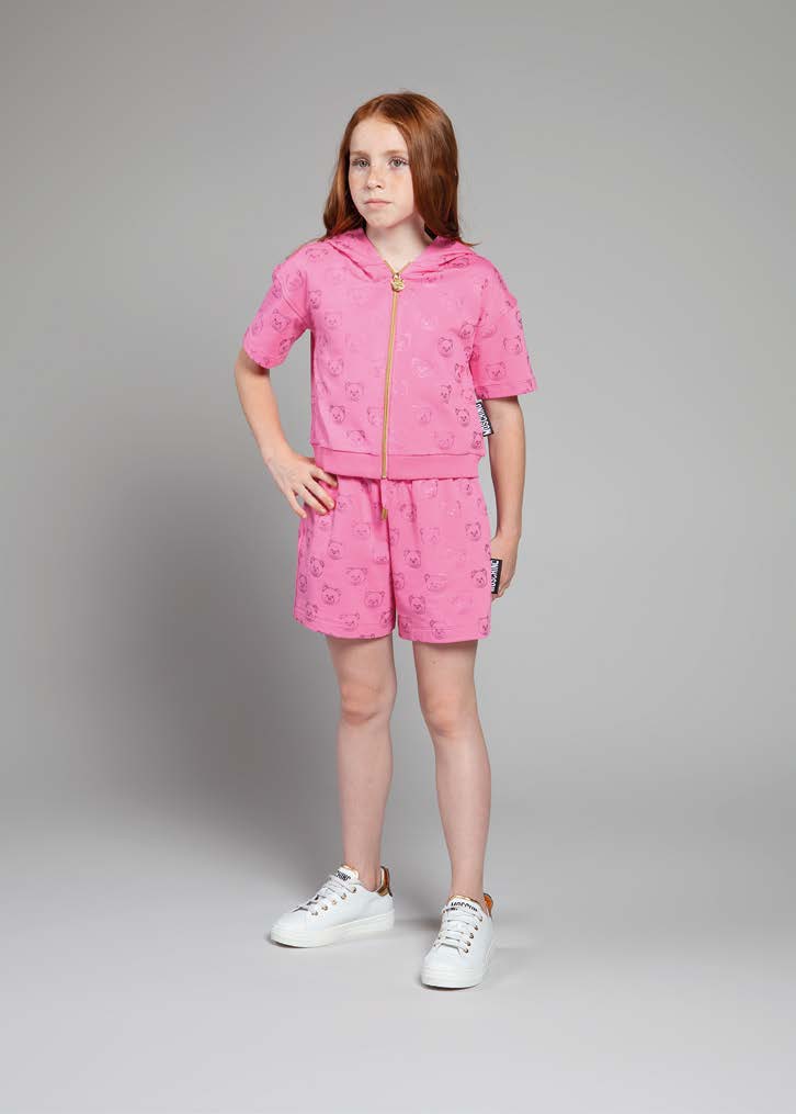 Girls Pink Cotton Zip-up Sweatshirt