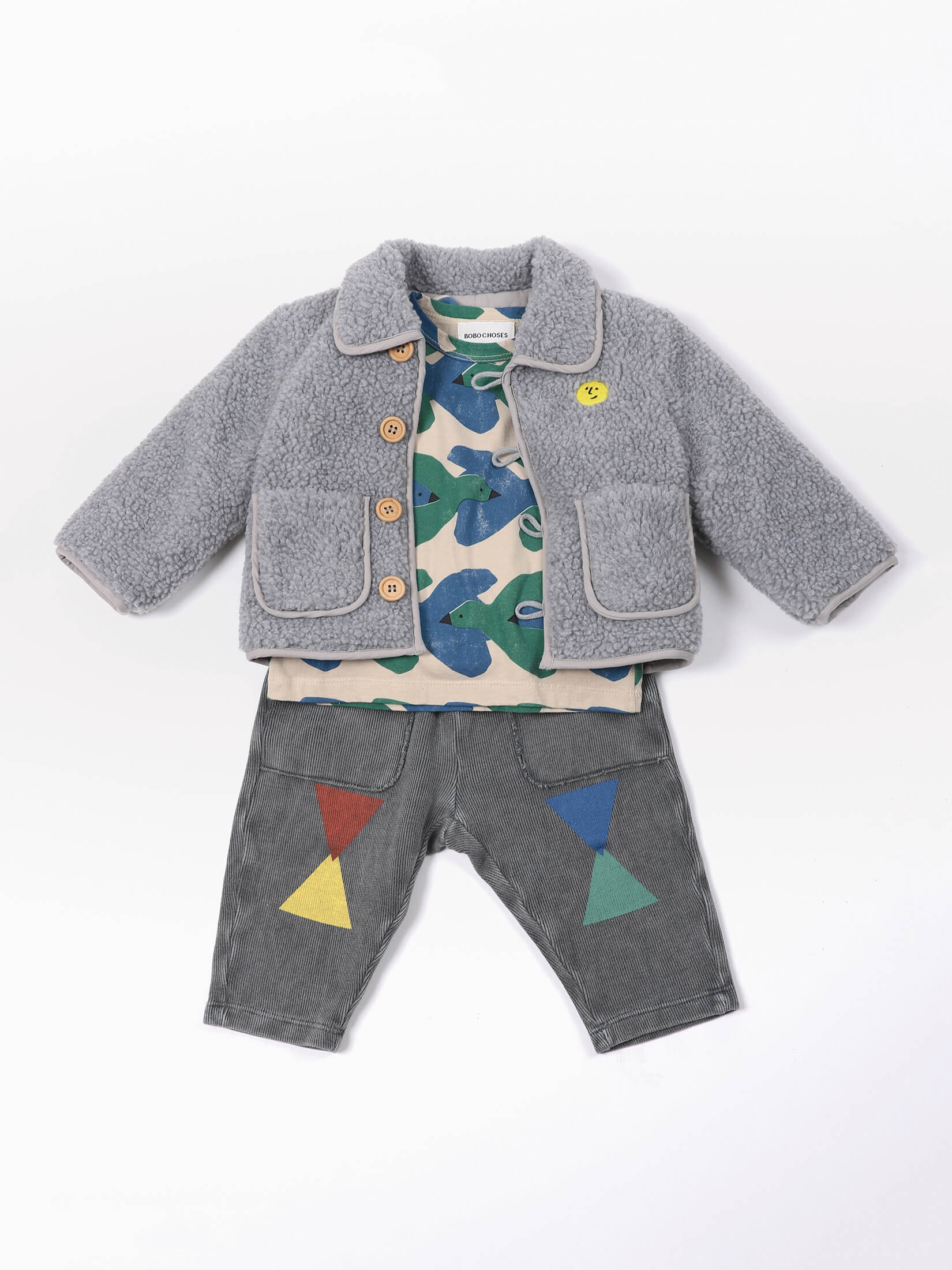 Baby Boys & Girls Grey Cotton Trousers