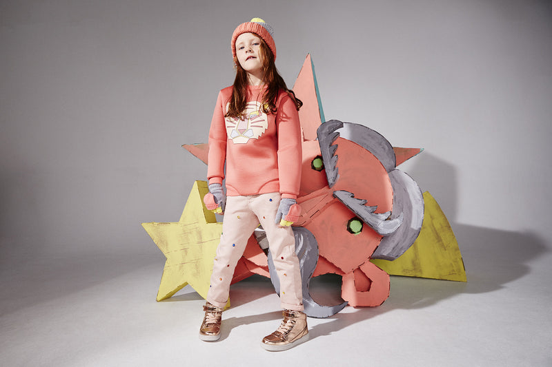 Girls Pink Cotton 'Lohan' Trouser With  Star Print Trims - CÉMAROSE | Children's Fashion Store - 1