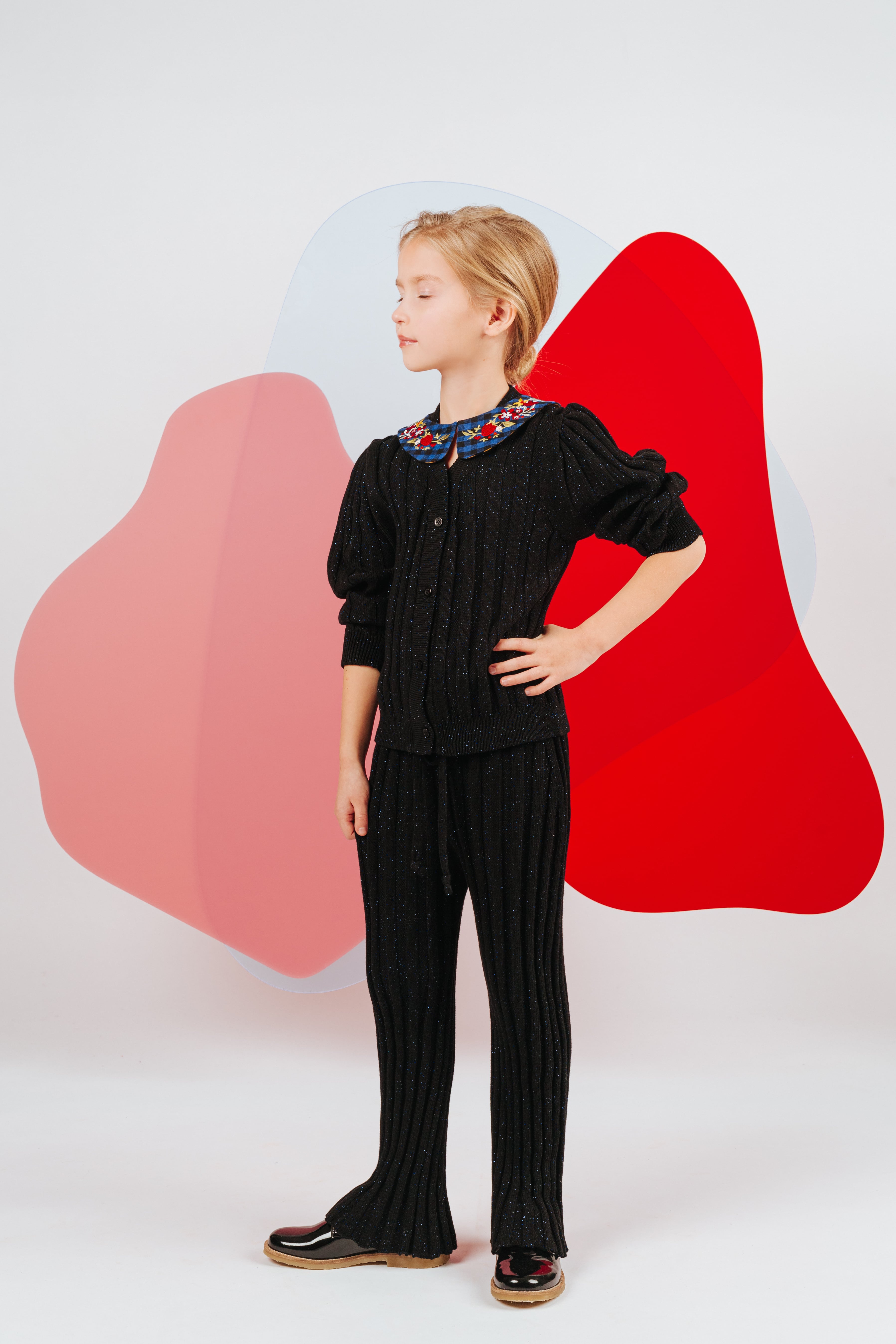 Girls Black Cotton Cardigan