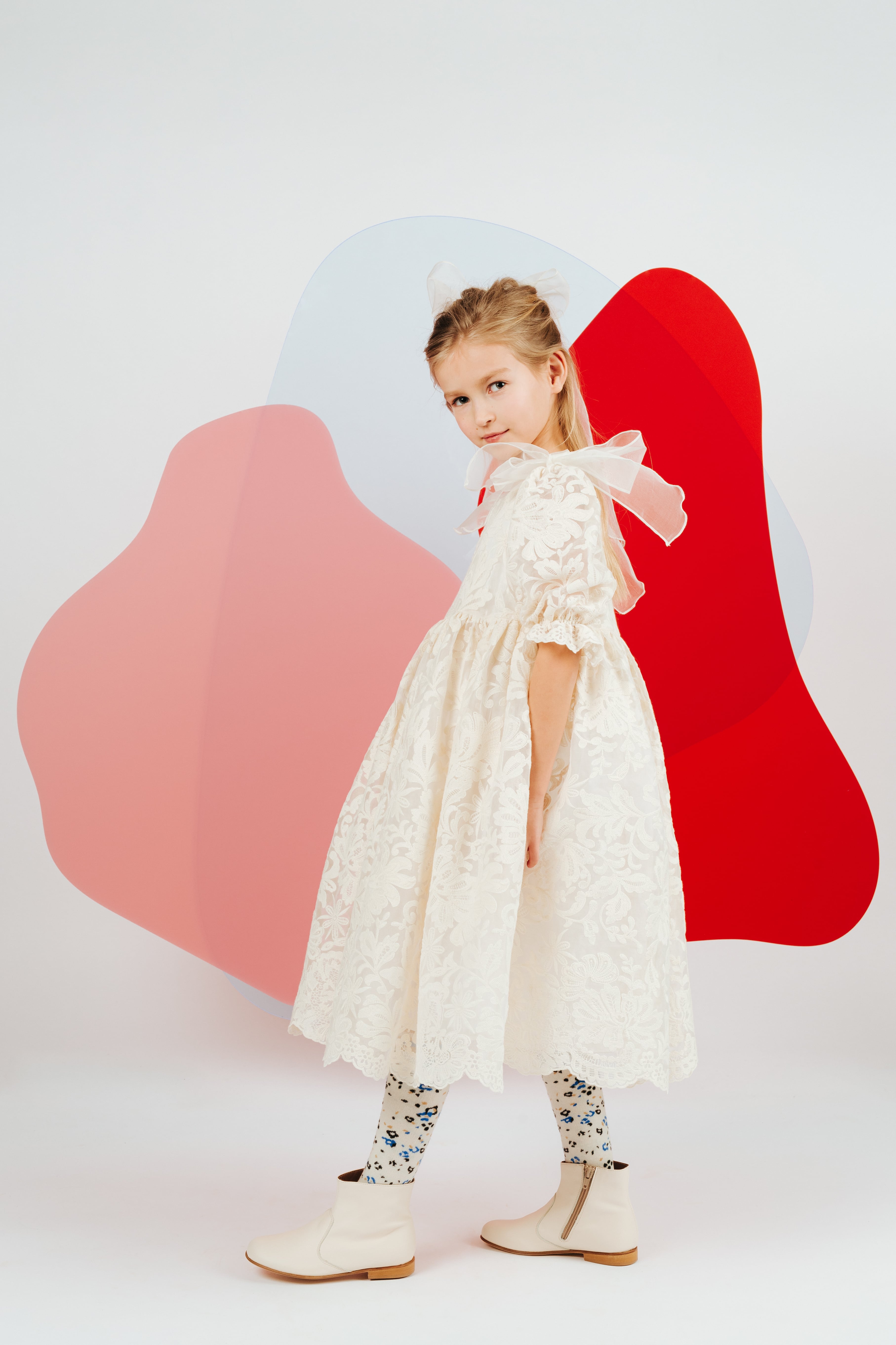 Girls White Embroidered Cotton Dress