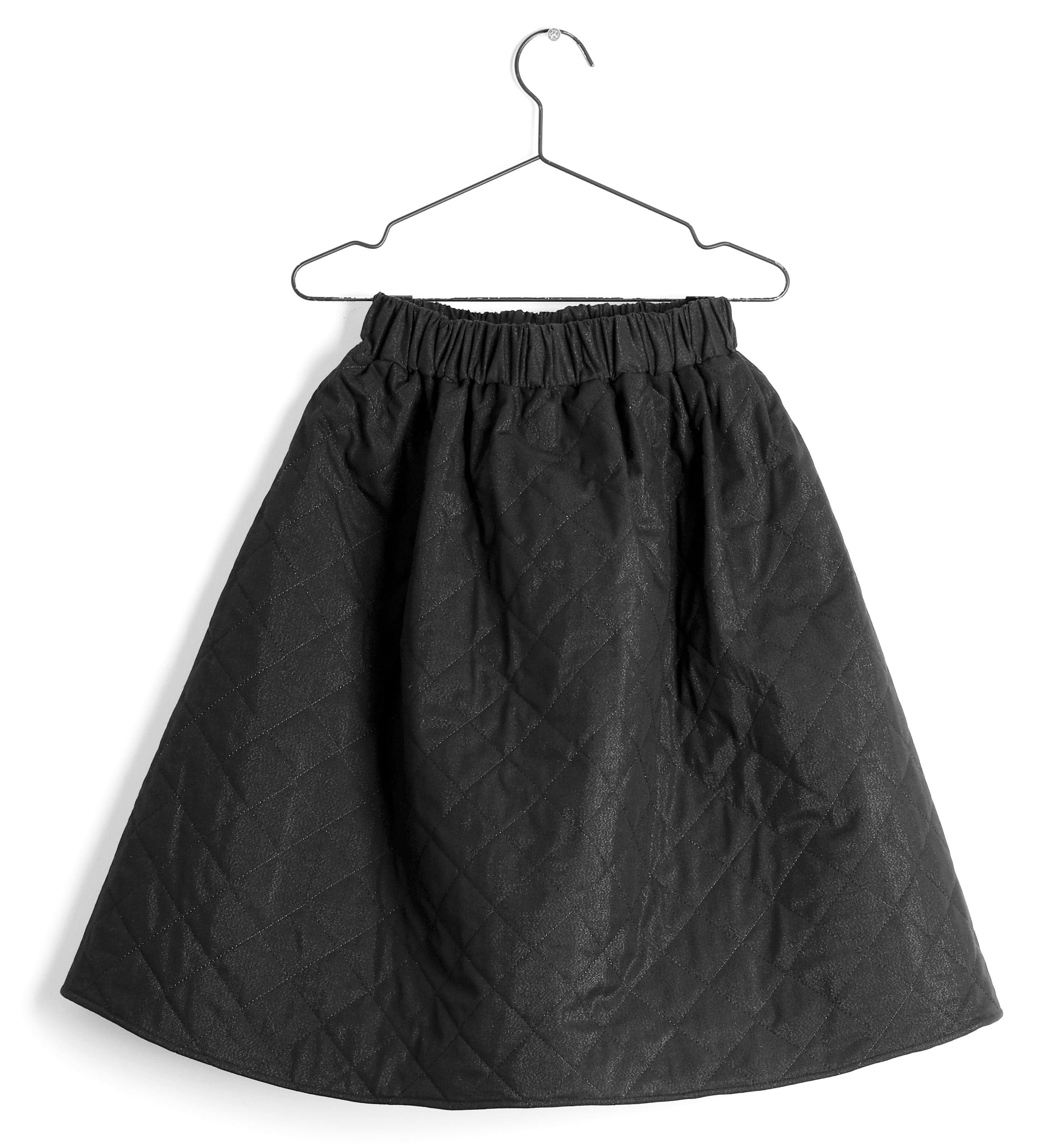 Girls Black Quilted Mid Length Skirt
