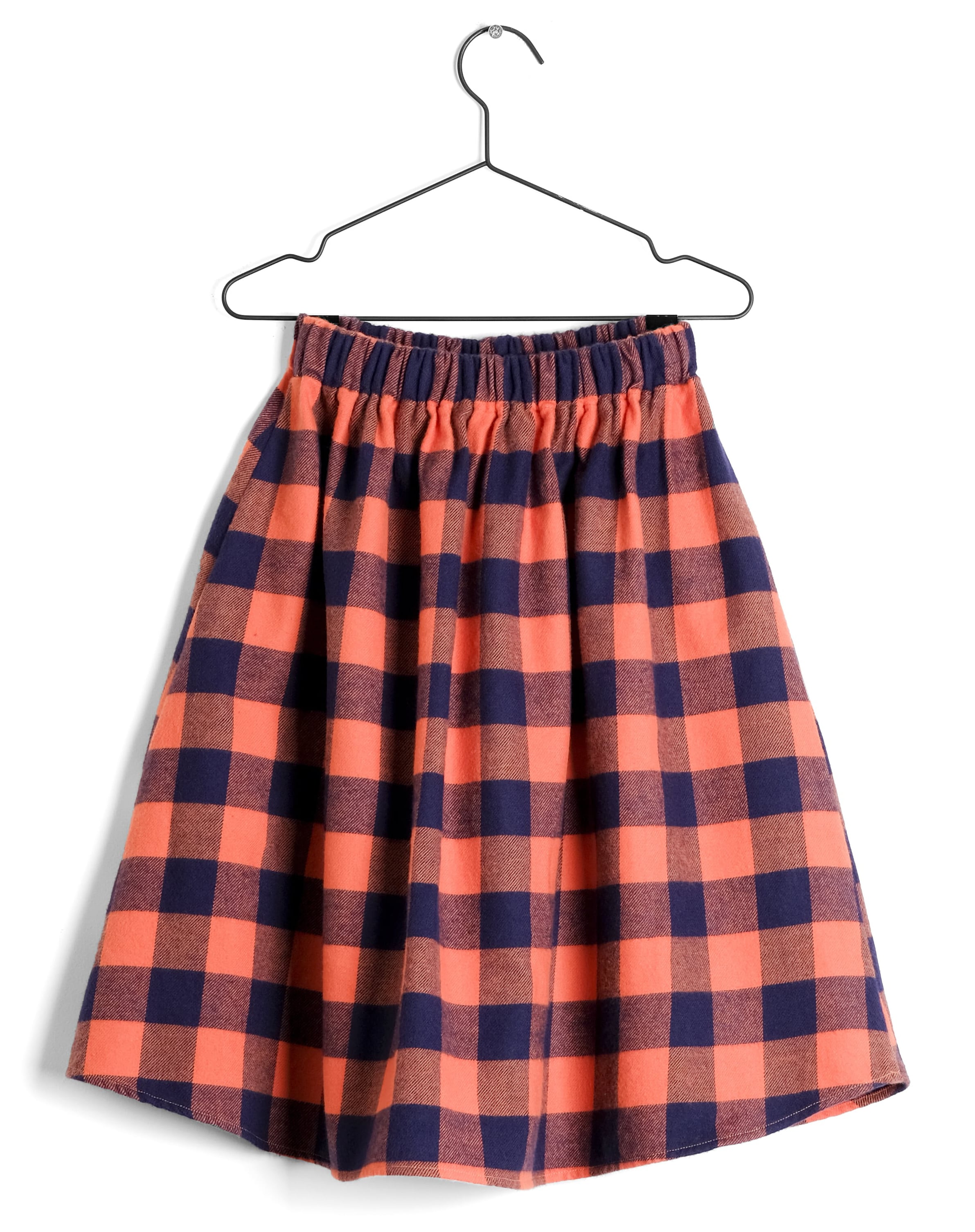 Girls Red Check Mid Length Skirt