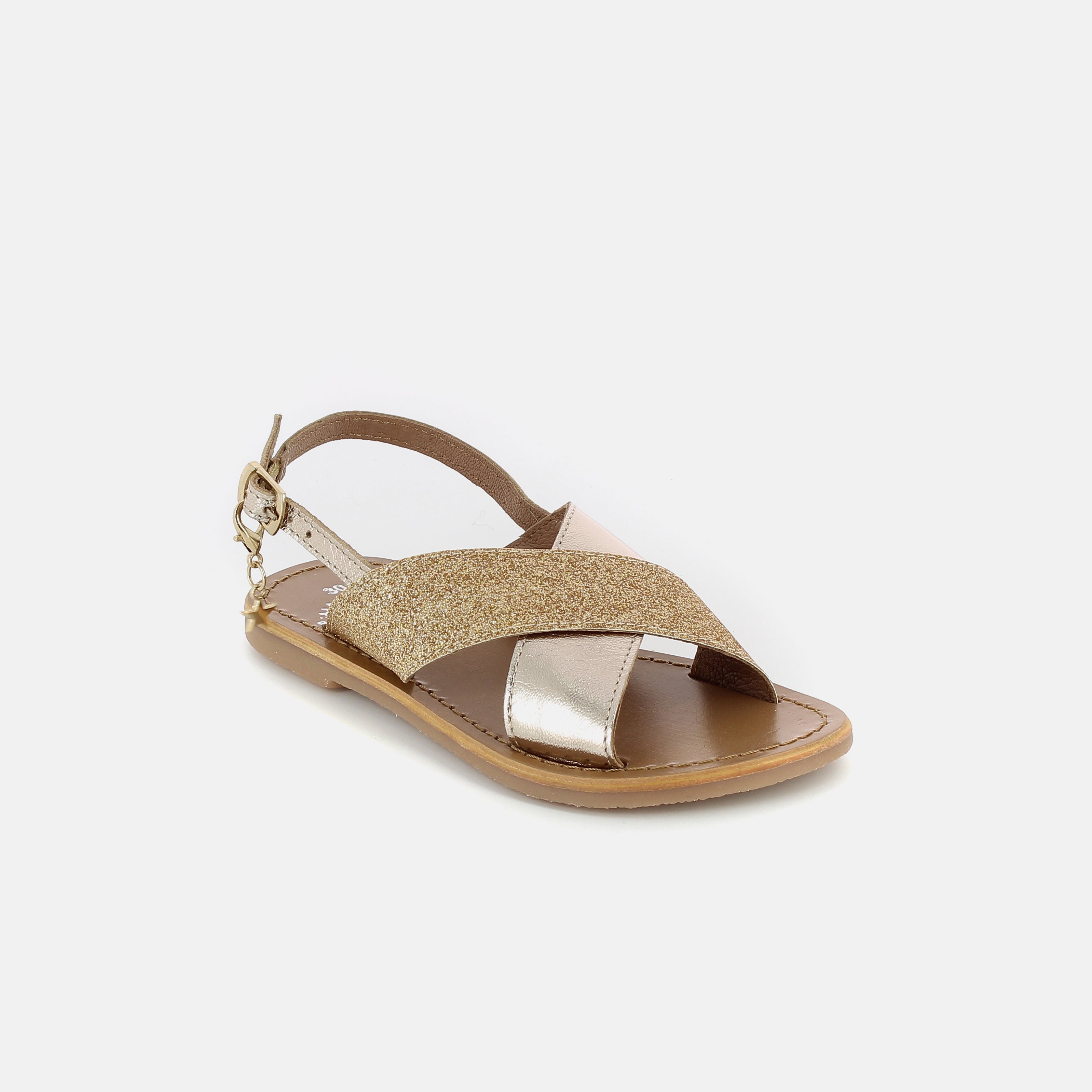 Girls Gold Leather Sandals