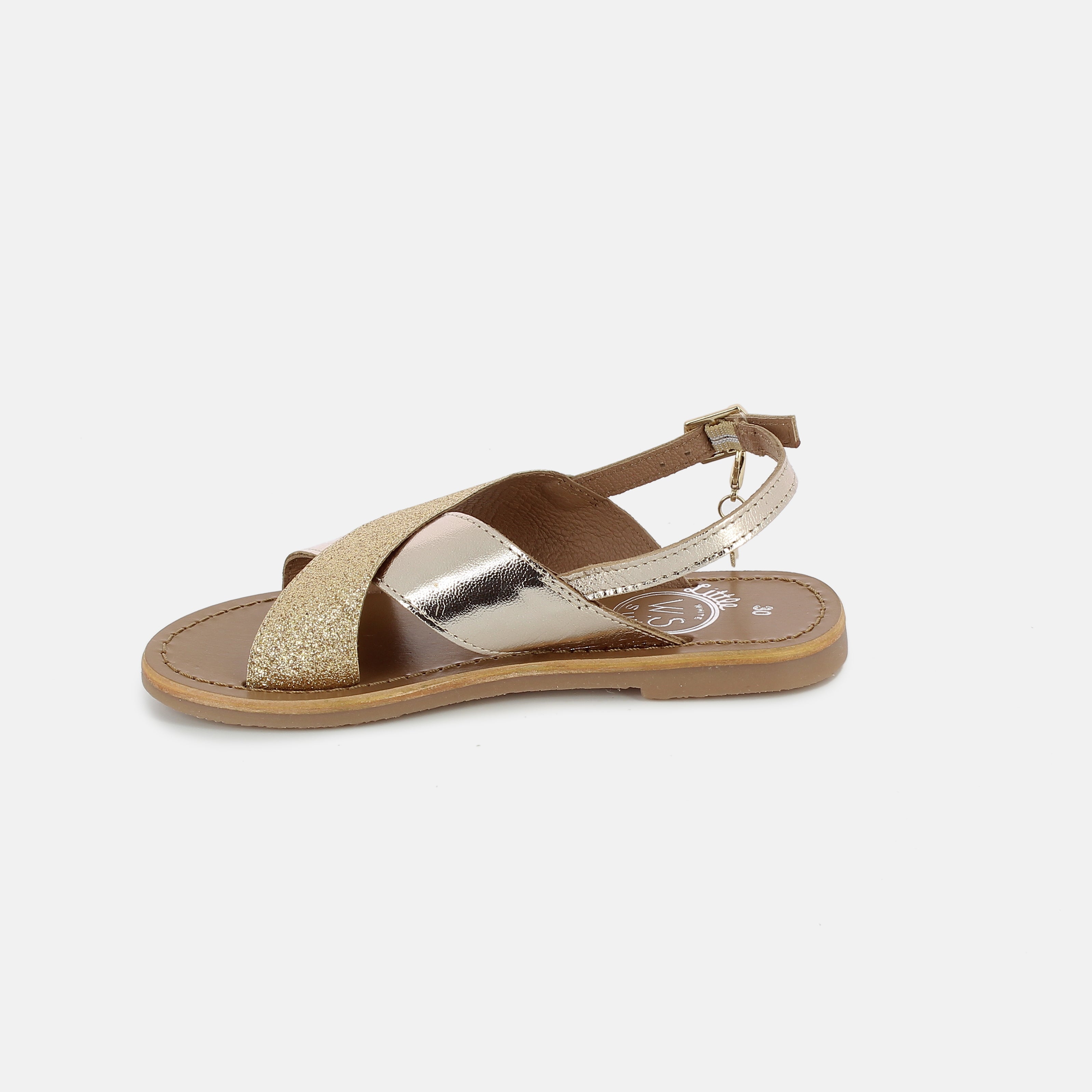 Girls Gold Leather Sandals