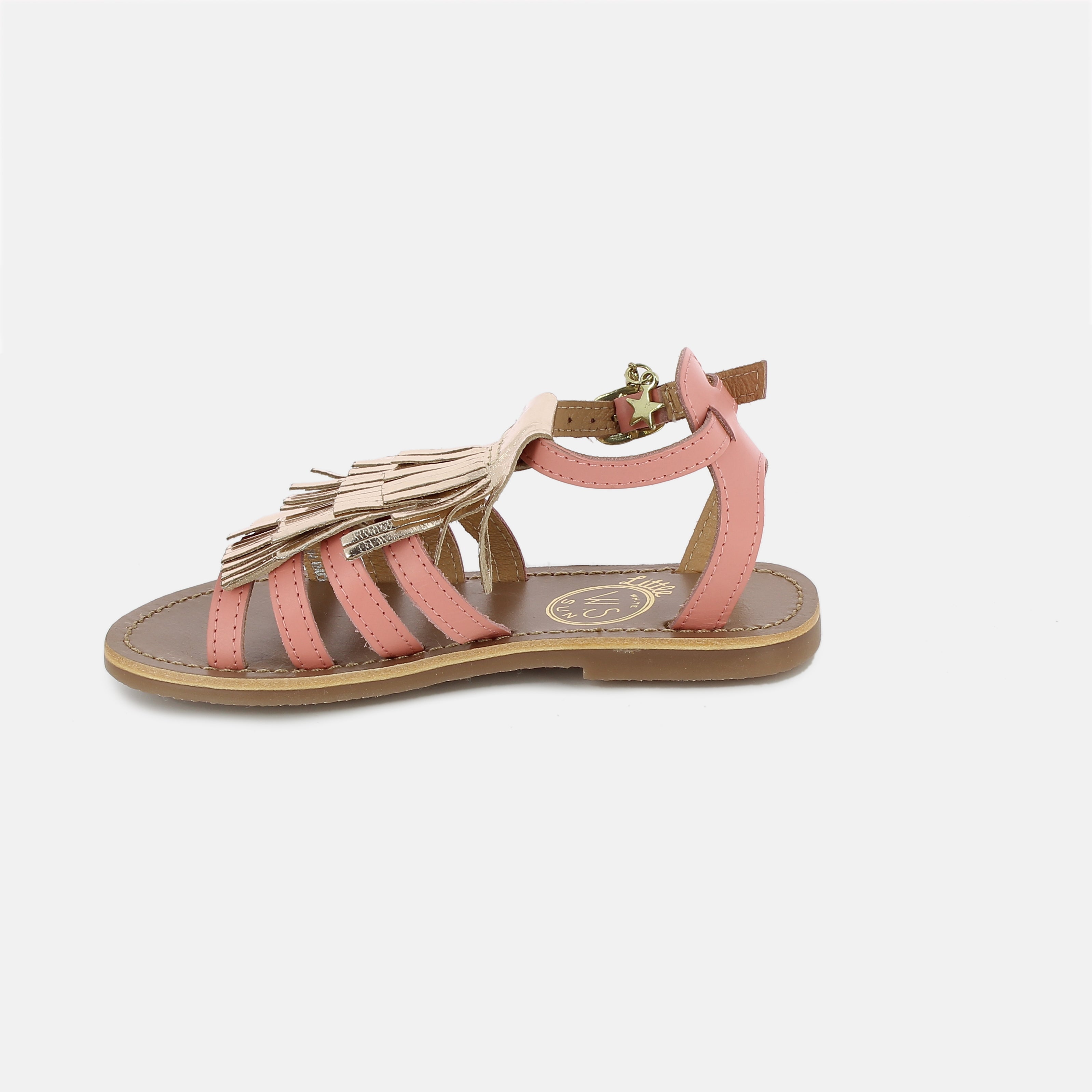 Girls Pink & Gold Leather Sandals