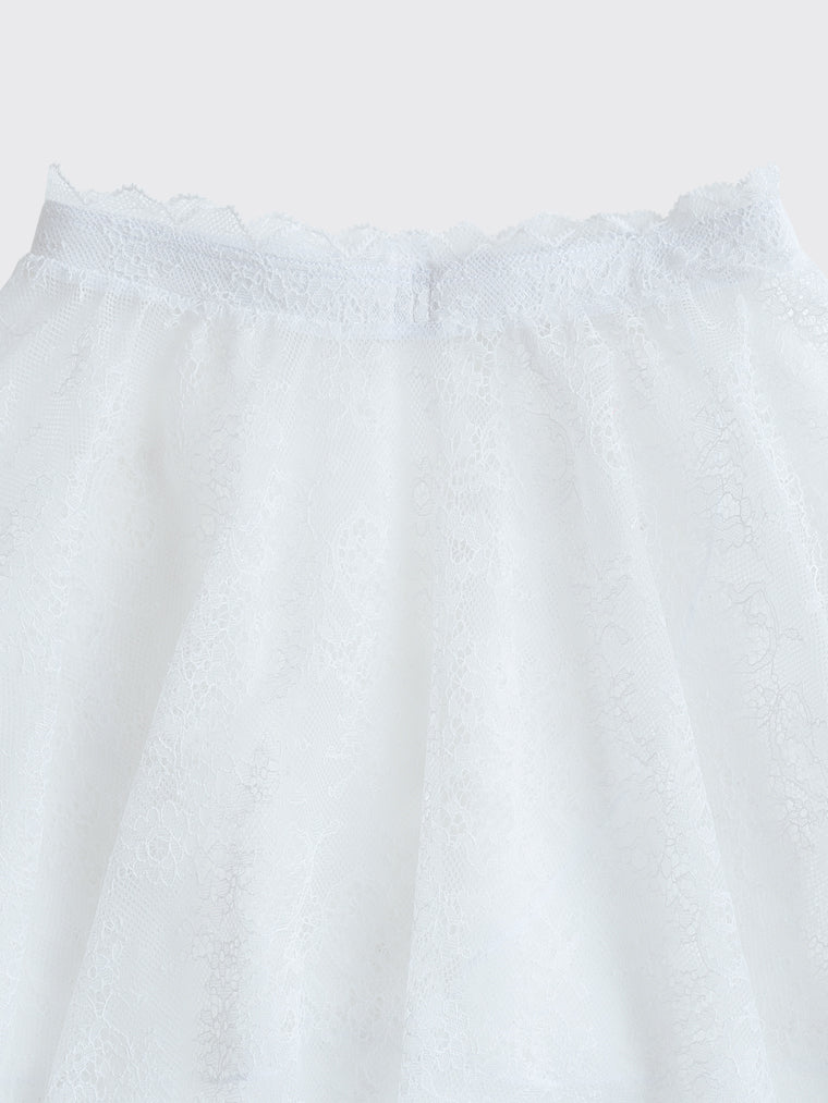 Girls White Lace Ballet Skirt