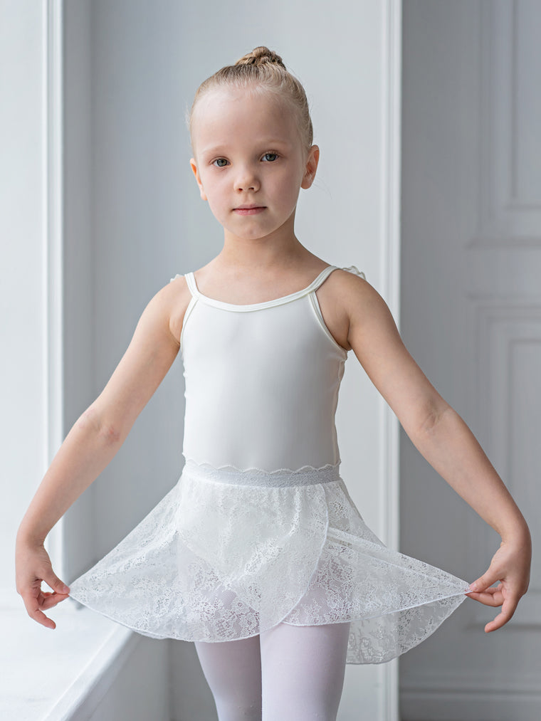 Girls White Lace Ballet Skirt