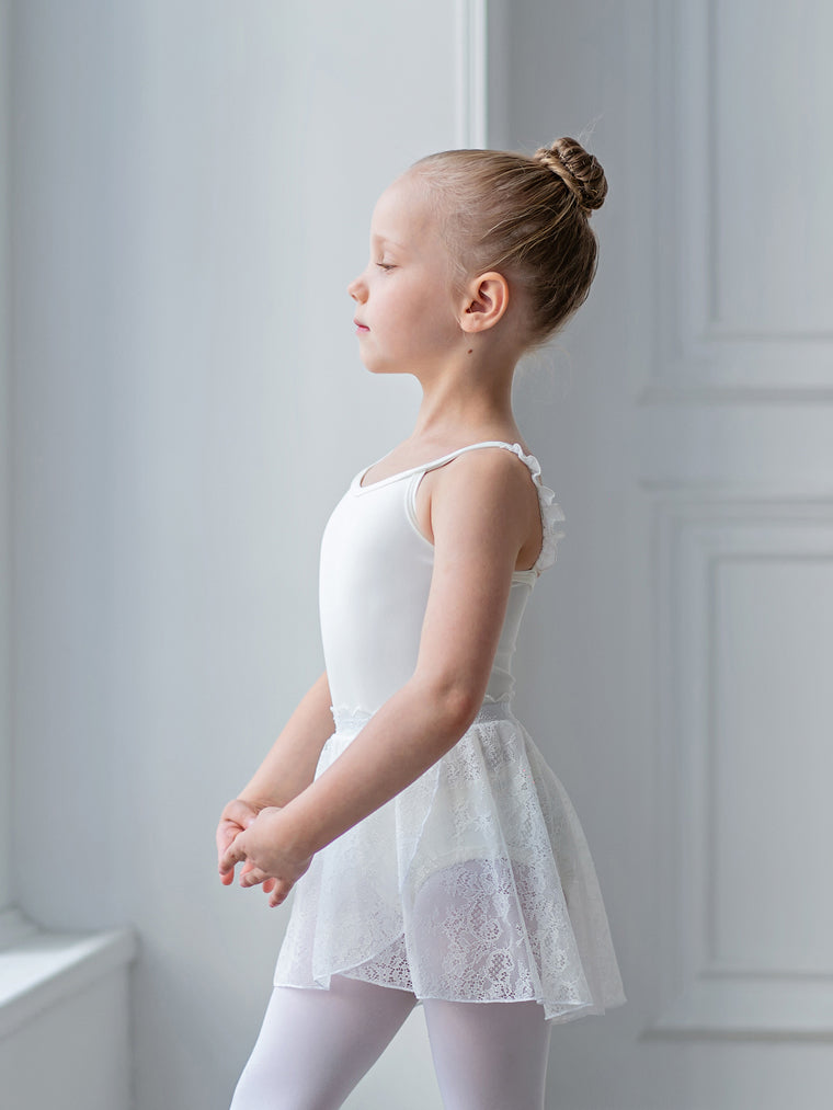 Girls White Lace Ballet Skirt