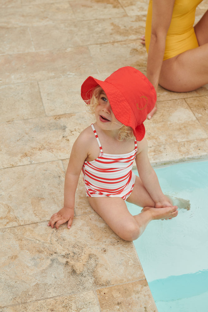 Girls Pink Stripes Swimsuit