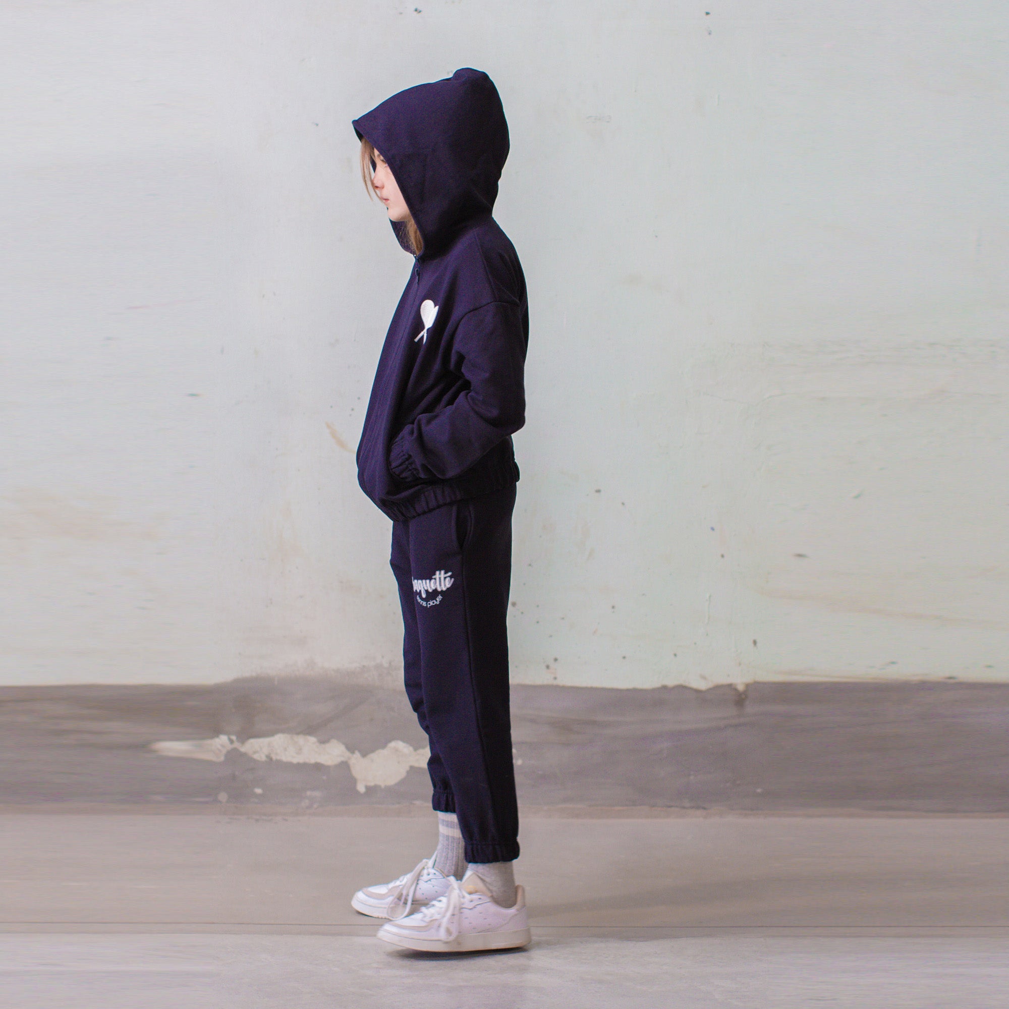 Boys & Girls Navy Hooded Zip-Up Top