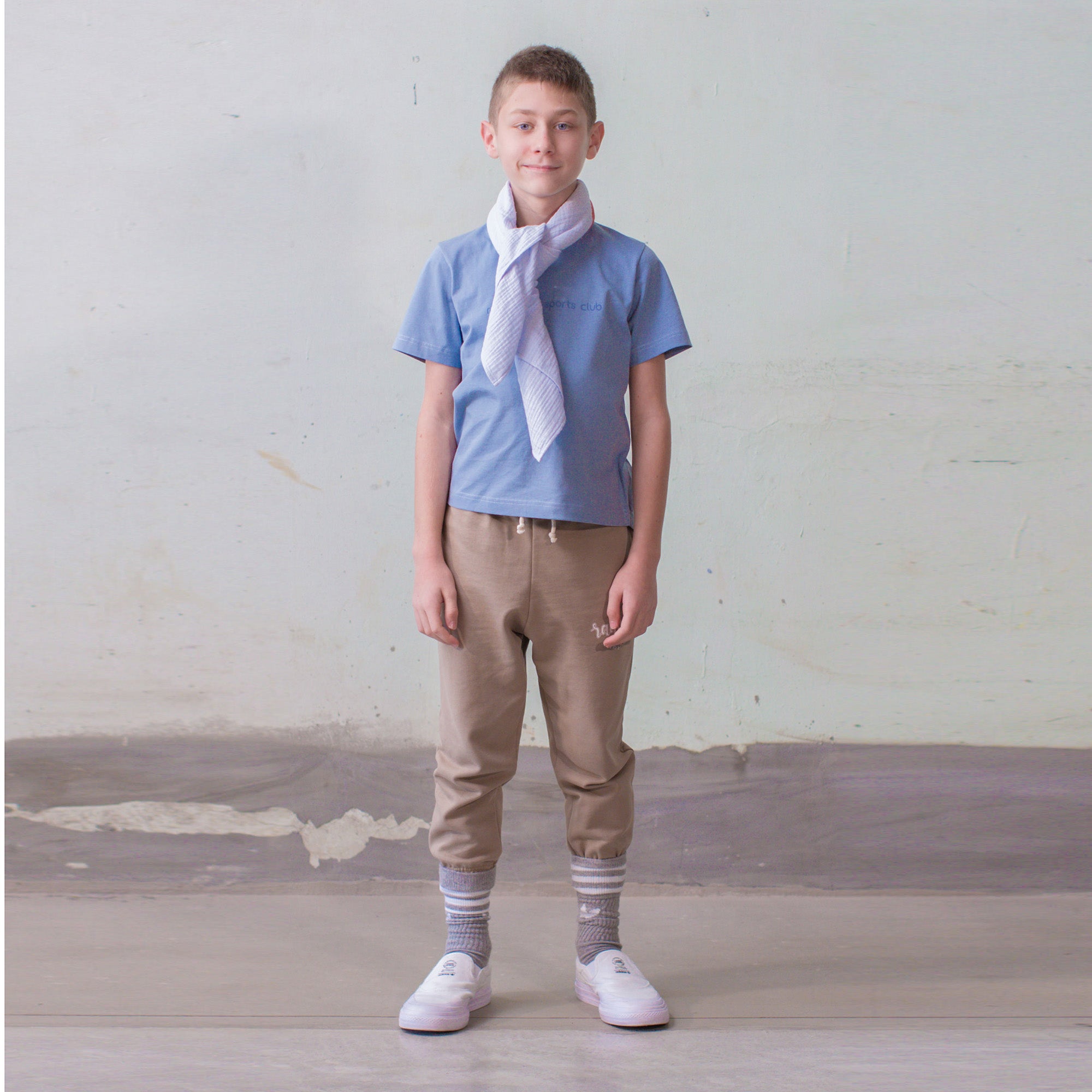 Boys & Girls Beige Logo Cotton Trousers