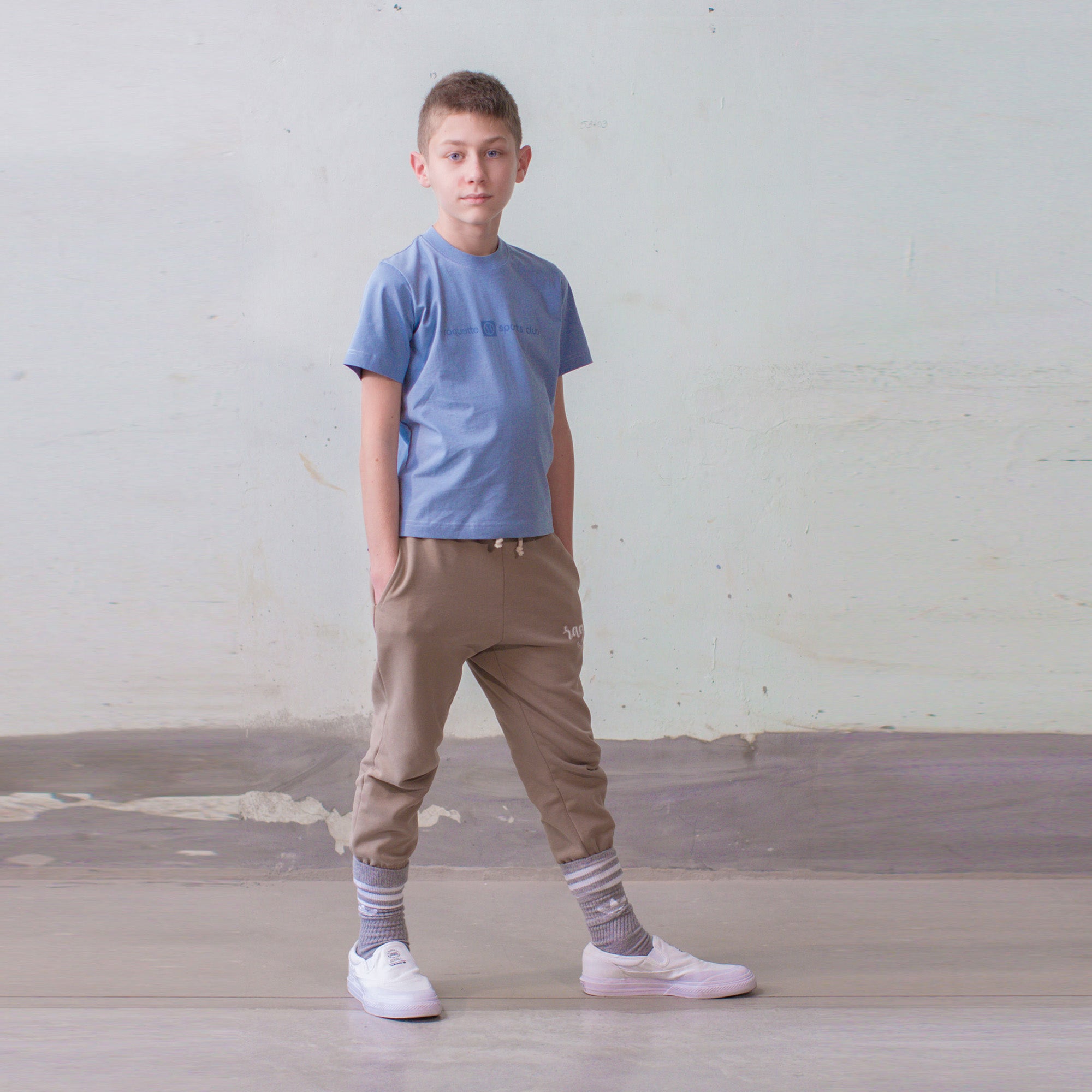 Boys & Girls Beige Logo Cotton Trousers