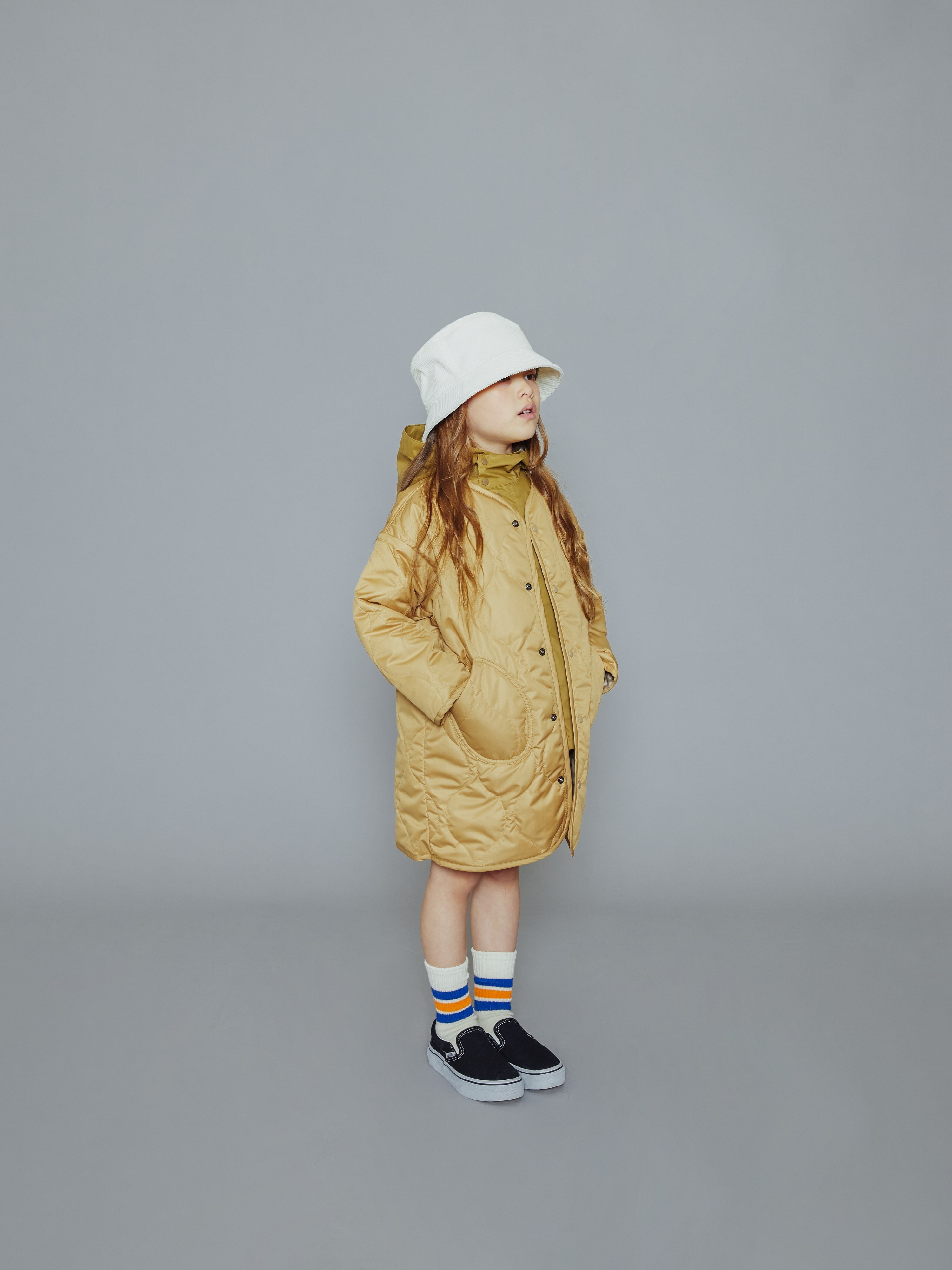 Girls White Corduroy Bucket Hat