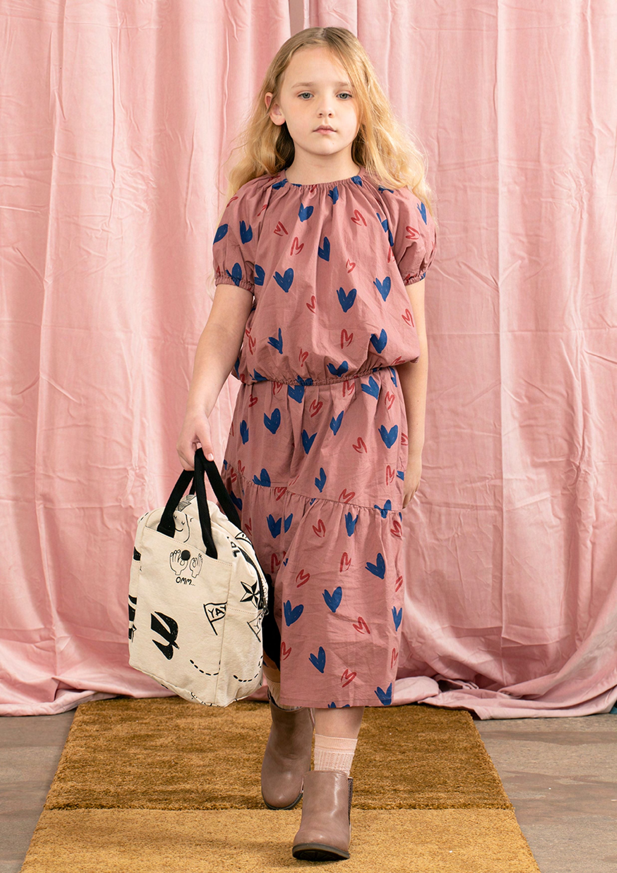 Girls Pink Heart Cotton Skirt