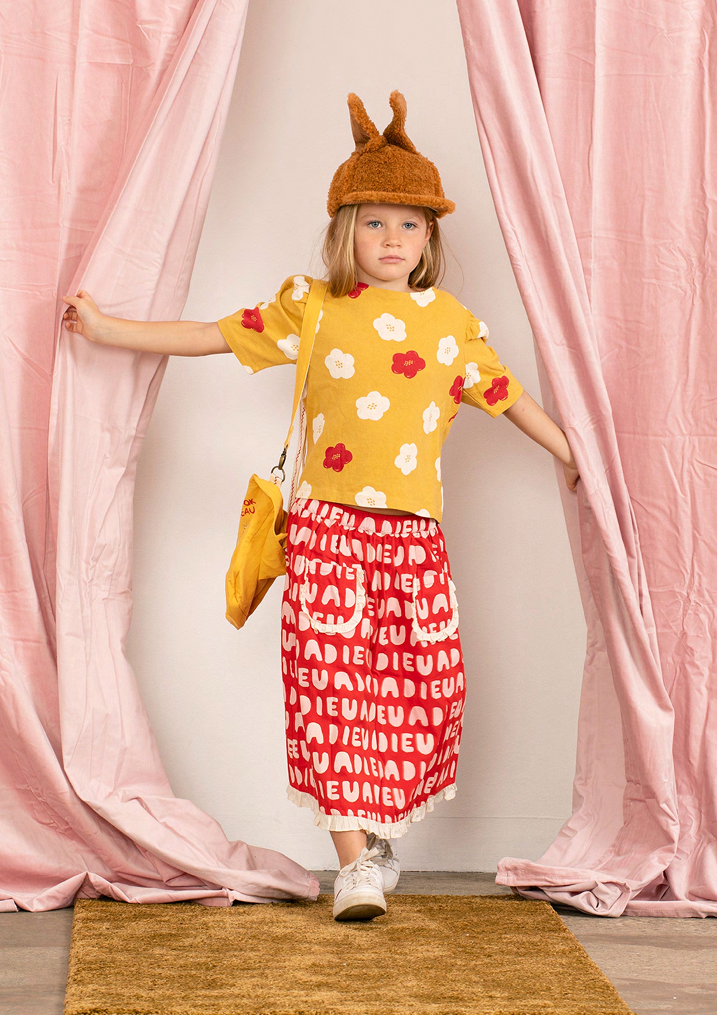 Girls Red Logo Cotton Skirt