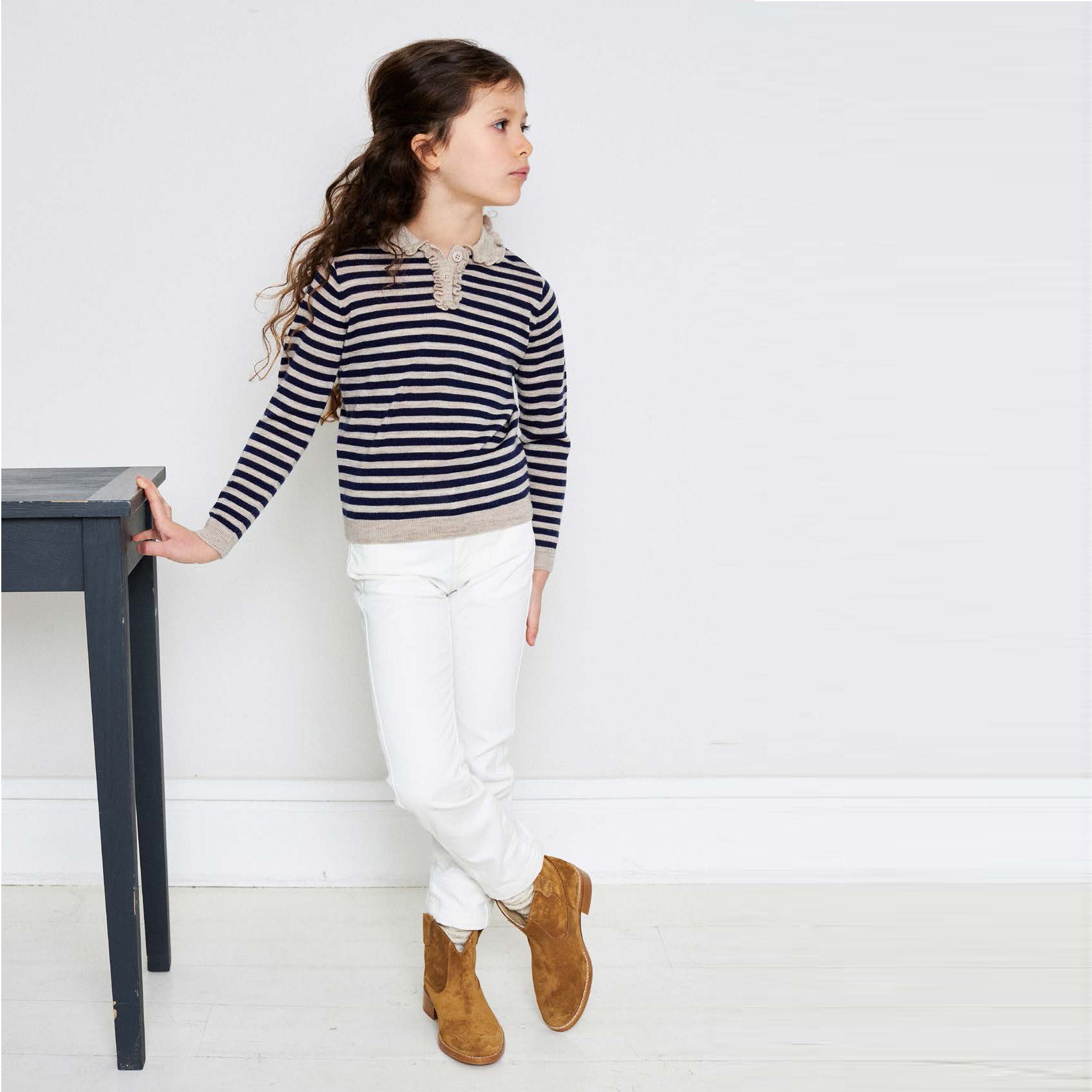 Girls Blue Stripes Wool Sweater