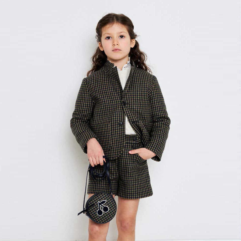 Boys & Girls Dark Khaki Check Wool Coat