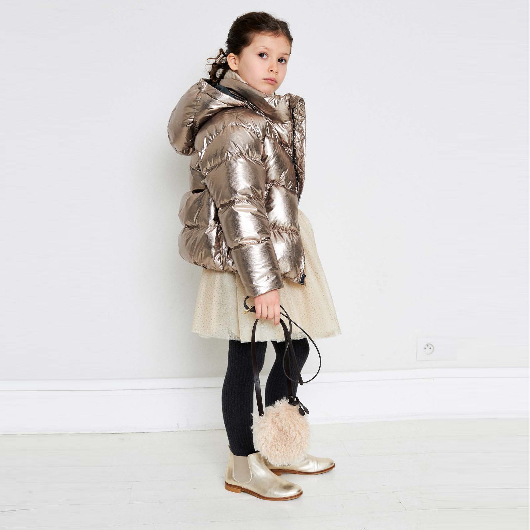 Girls Gold Padded Jacket