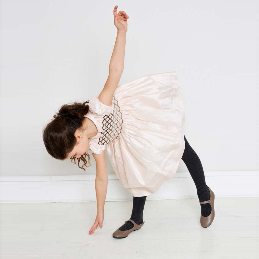 Girls Pale Pink Silk Dress