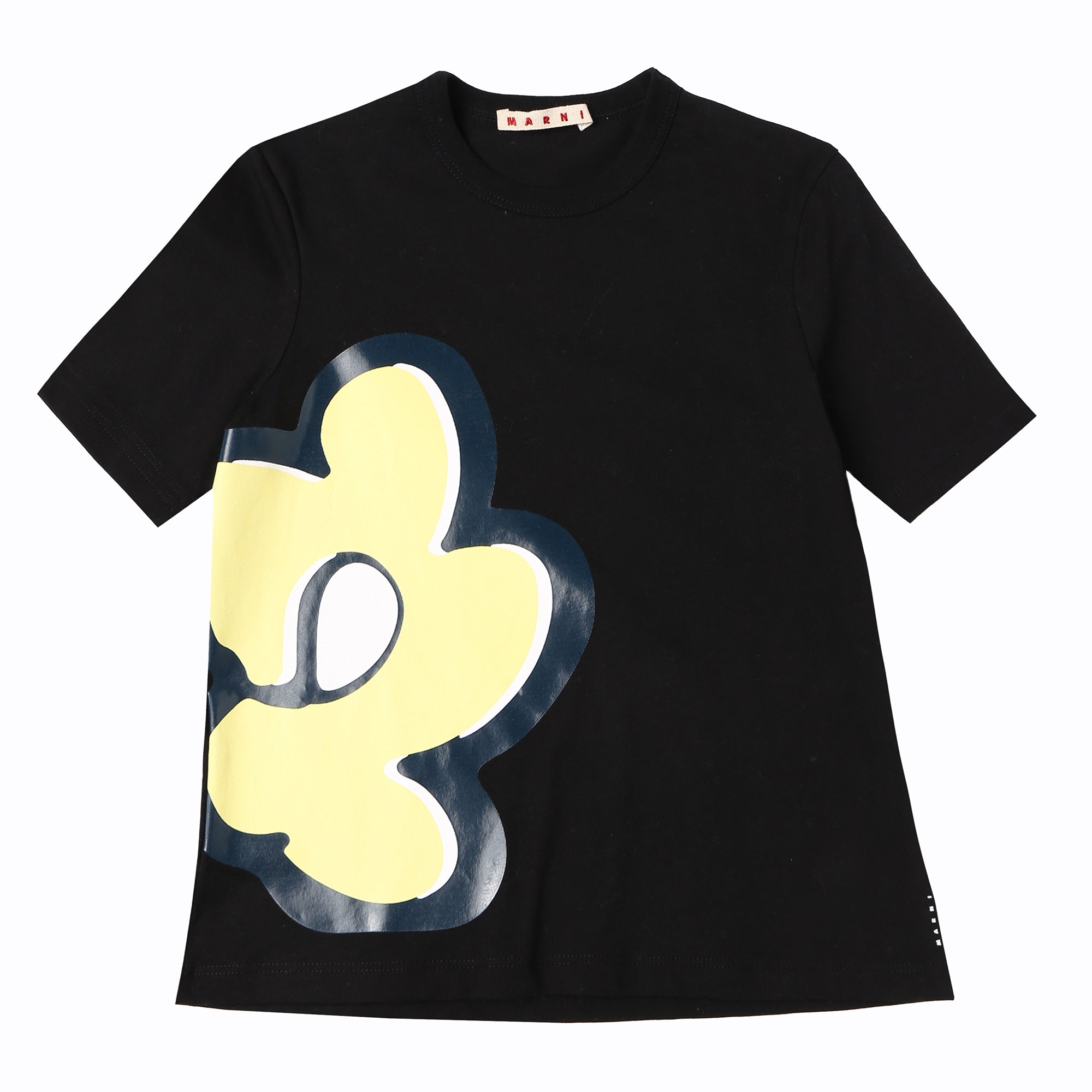 Girls Black Flower Cotton T-shirt
