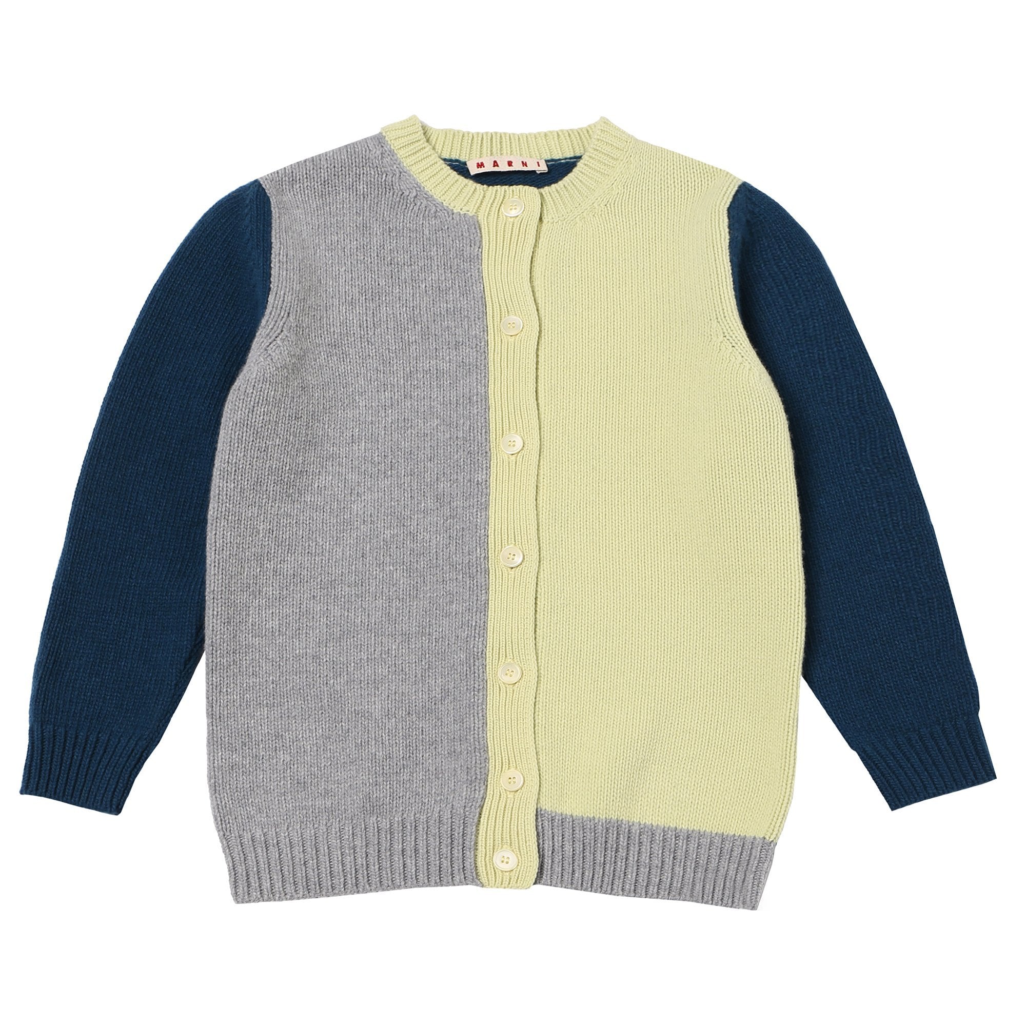 Girls Blue & Beige Wool Cardigan