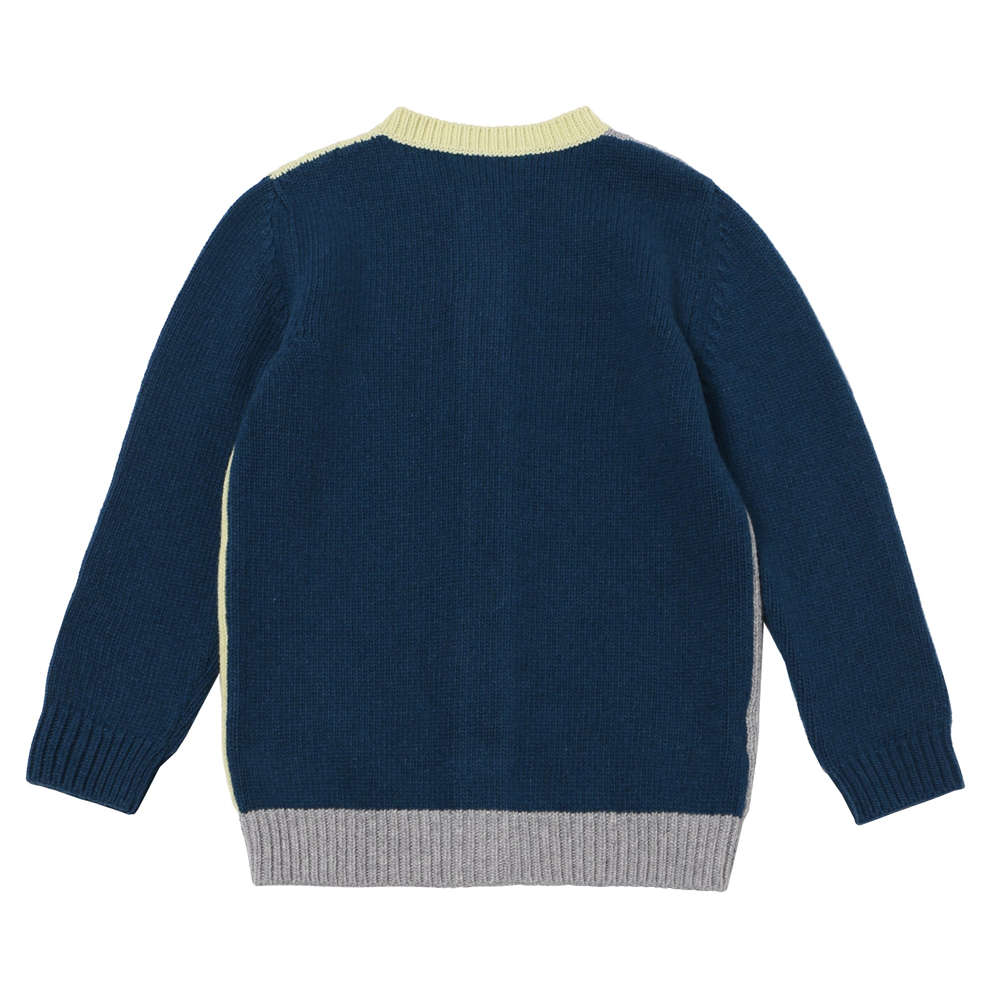Girls Blue & Beige Wool Cardigan