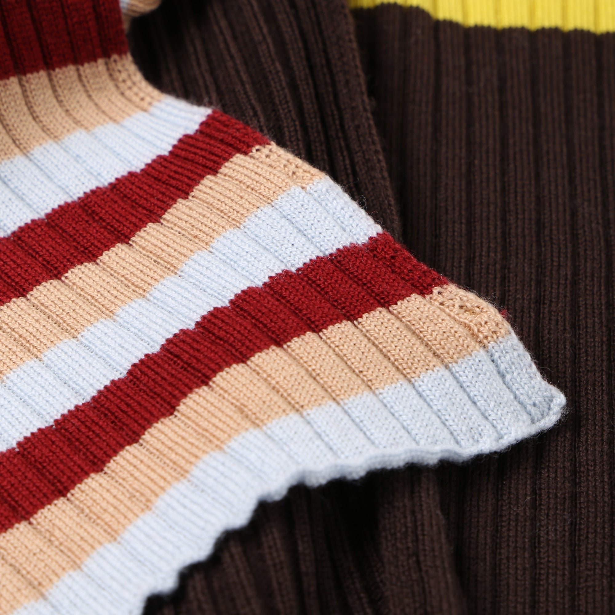 Girls Dark Brown Striped Wool Scarf