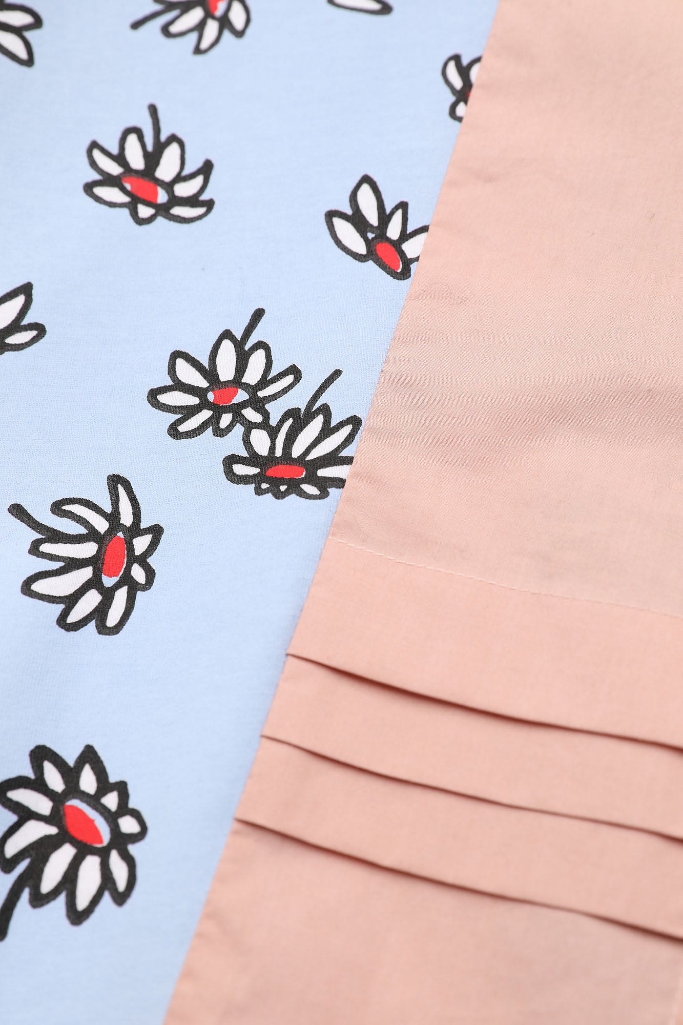 Girls Blue Floral Cotton T-shirt