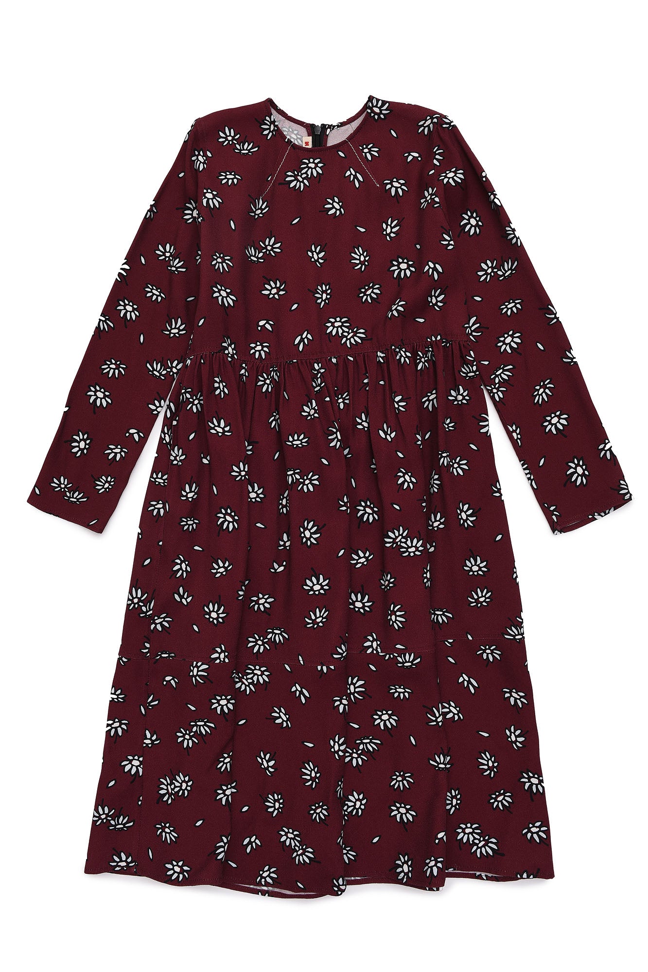 Girls Dark Red Floral Dress