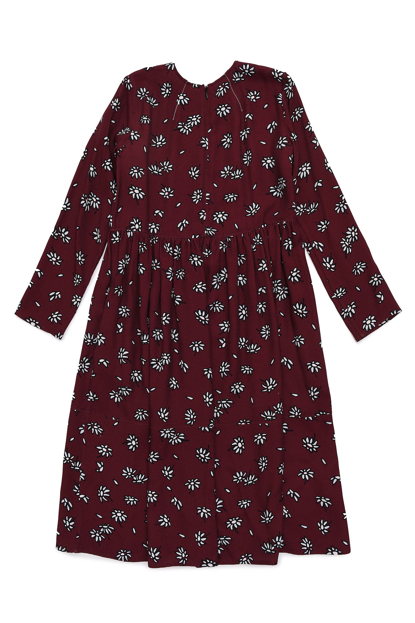 Girls Dark Red Floral Dress