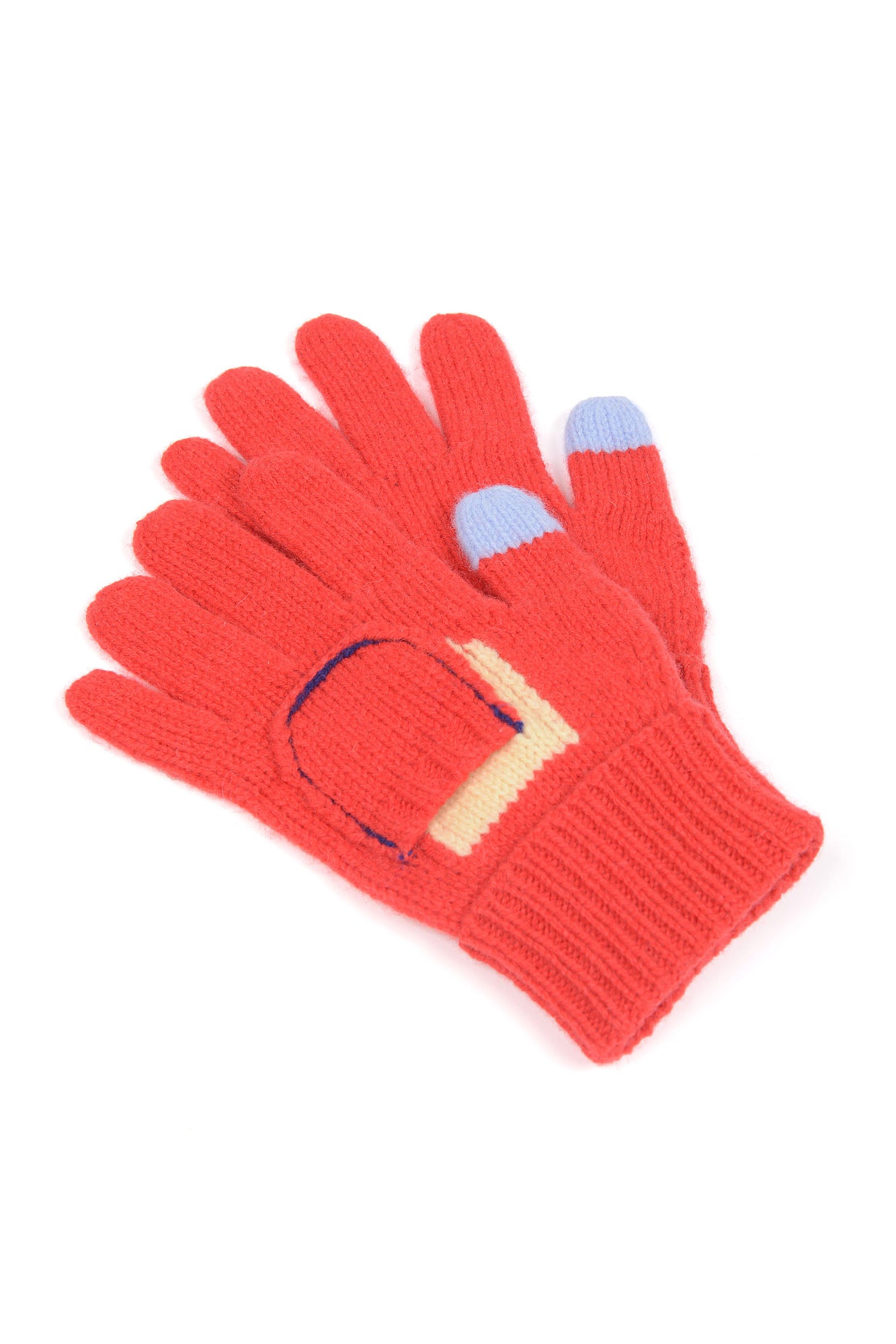 Girls Bright Red Wool Gloves