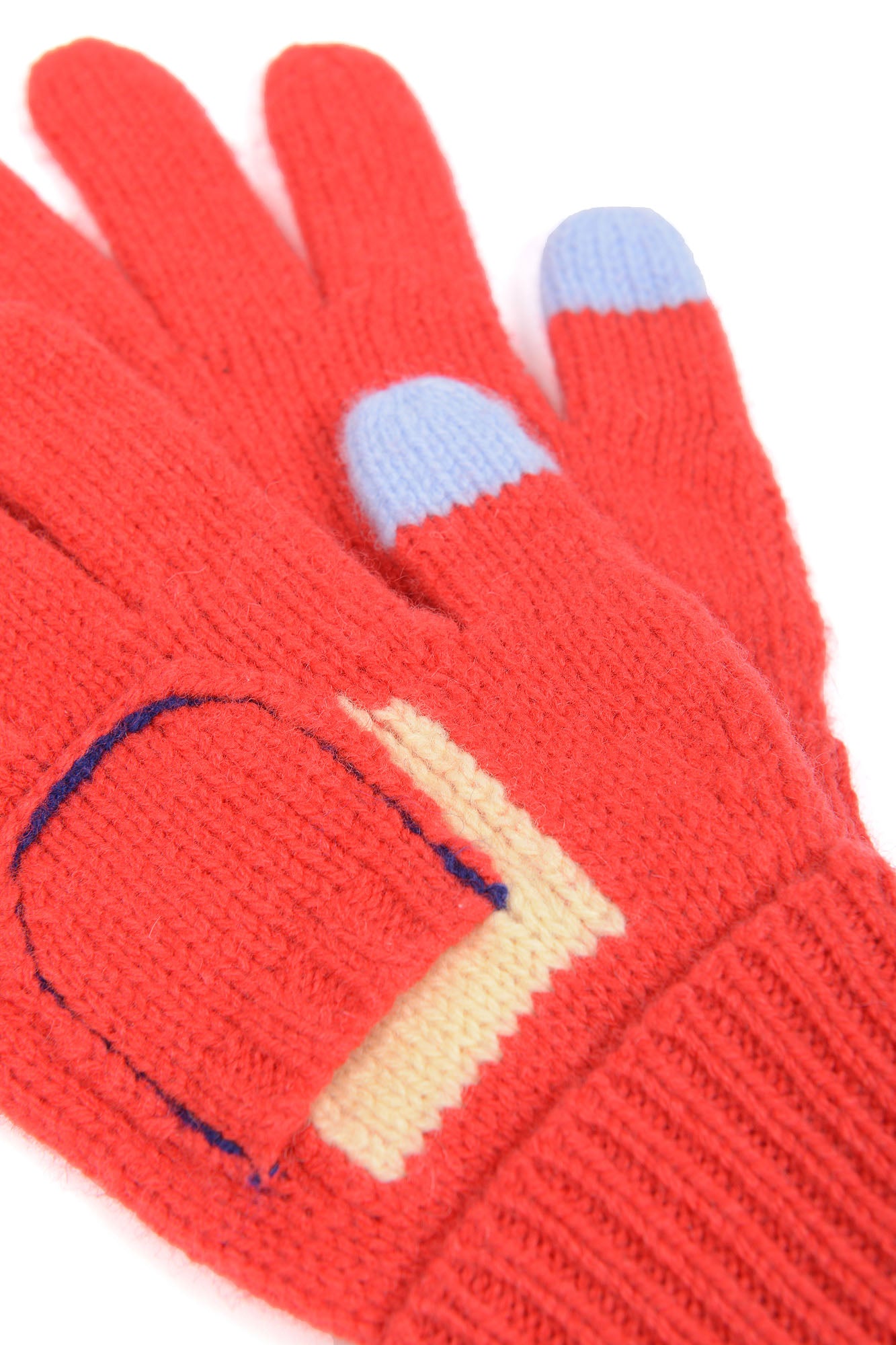 Girls Bright Red Wool Gloves