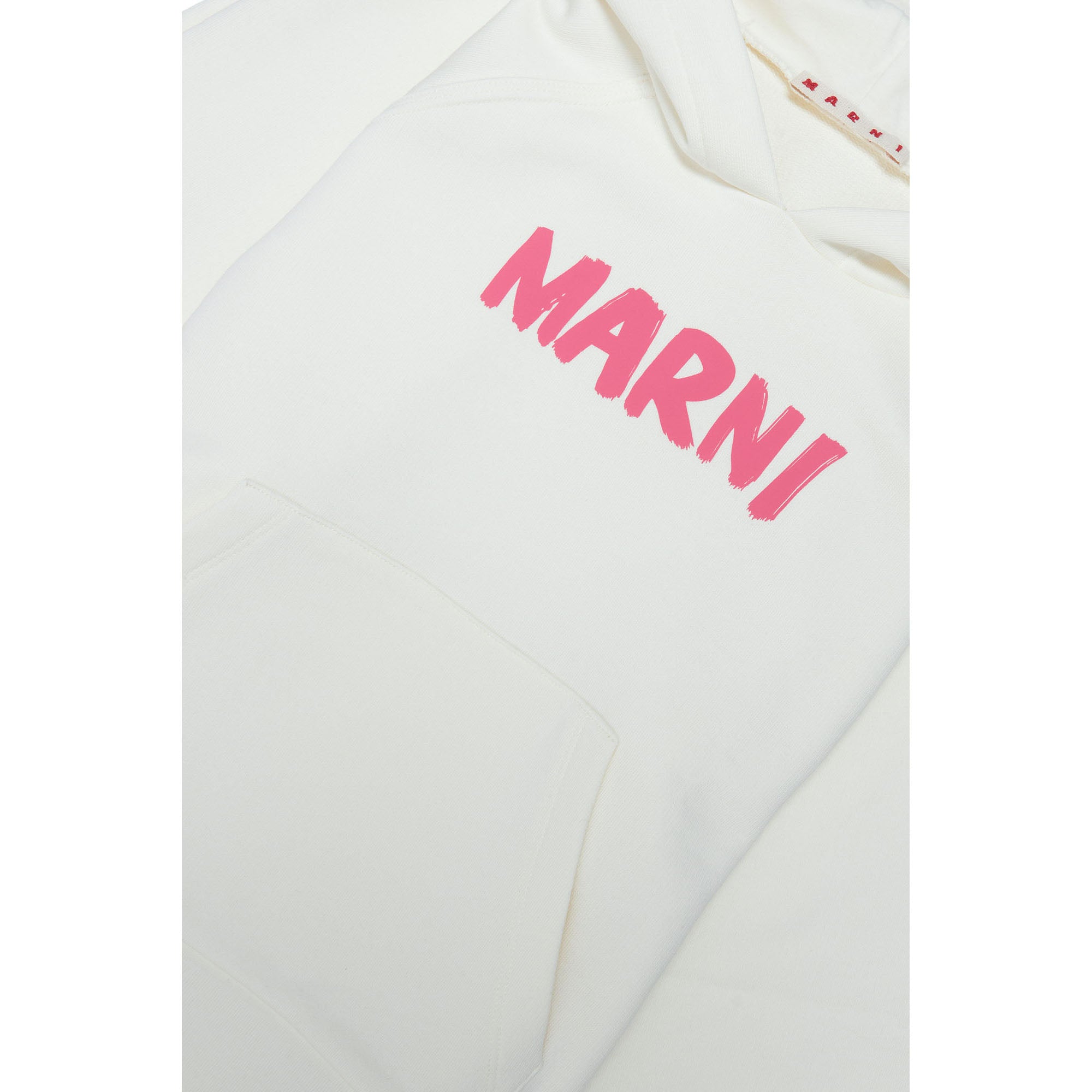 Boys & Girls White Hooded Cotton Sweatshirt