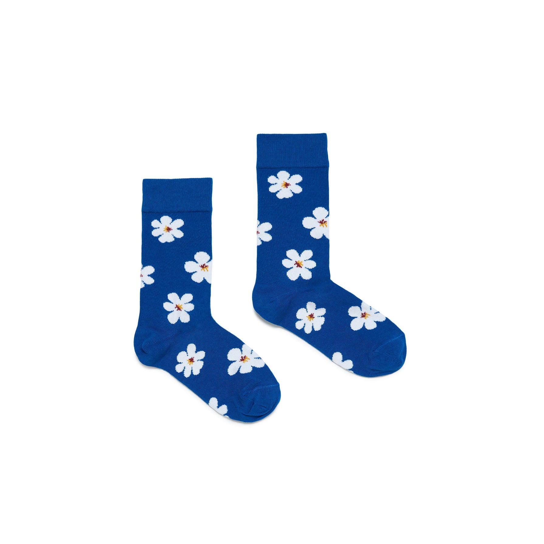 Girls Blue Flowers Cotton Socks