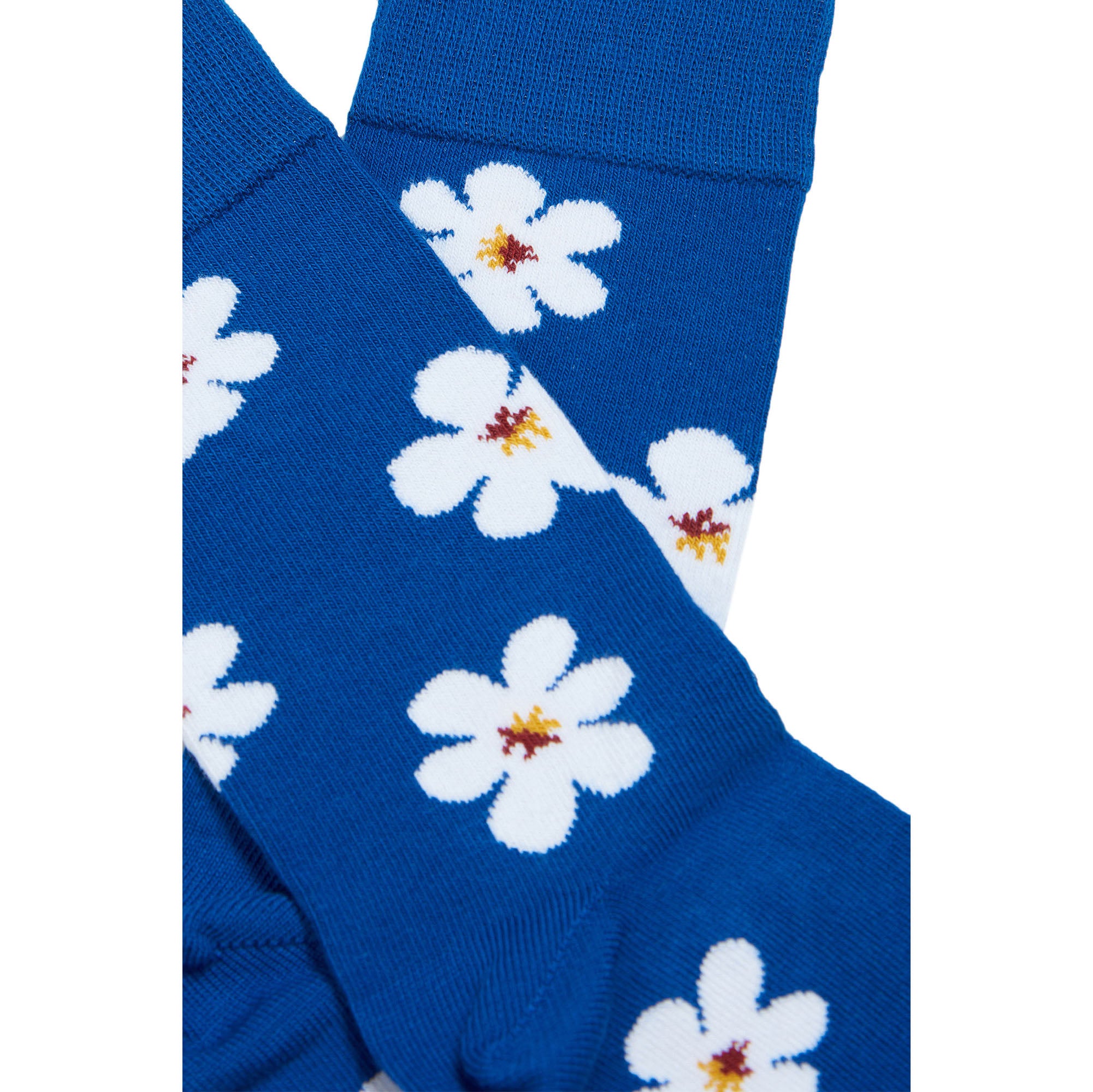 Girls Blue Flowers Cotton Socks