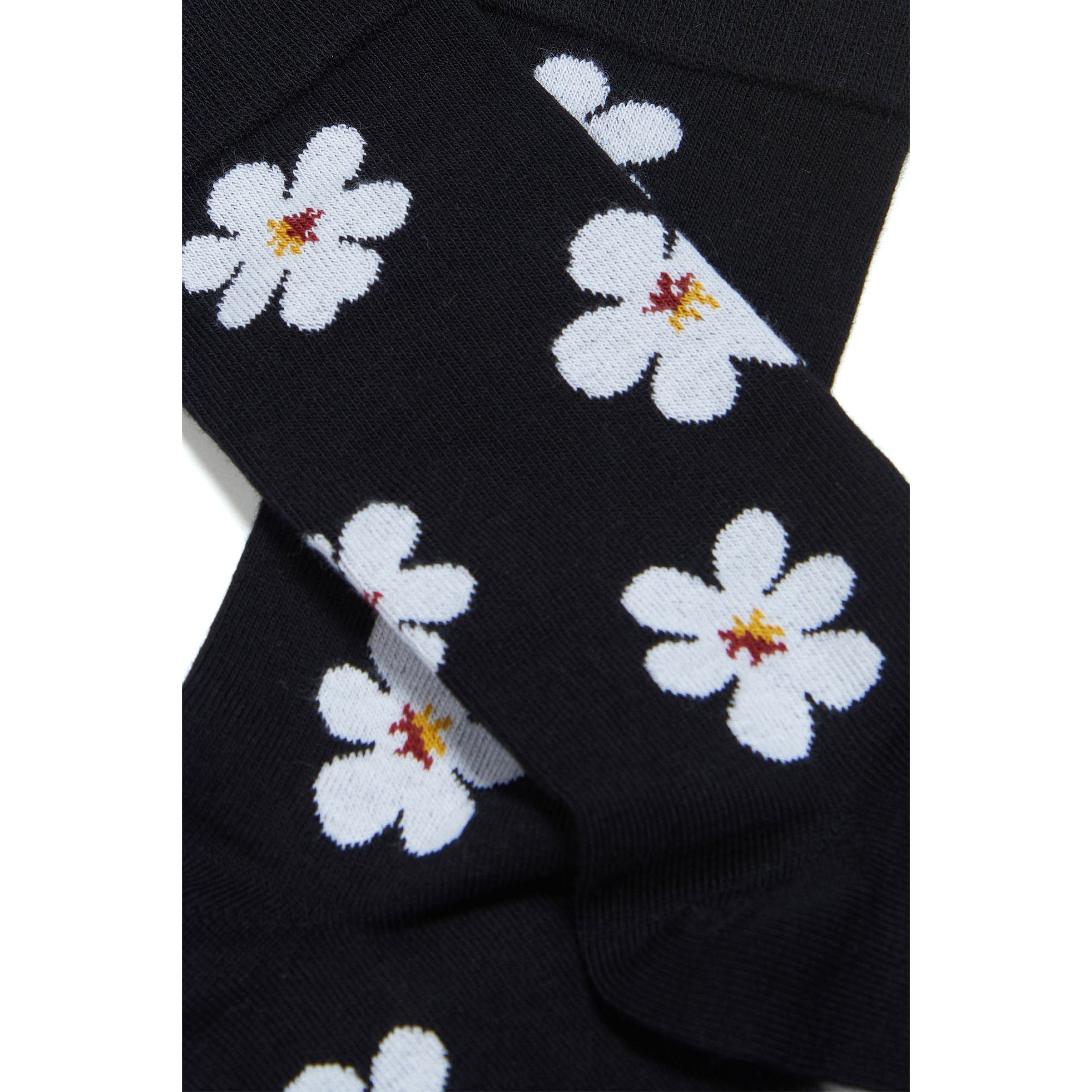 Girls Black Flowers Cotton Socks