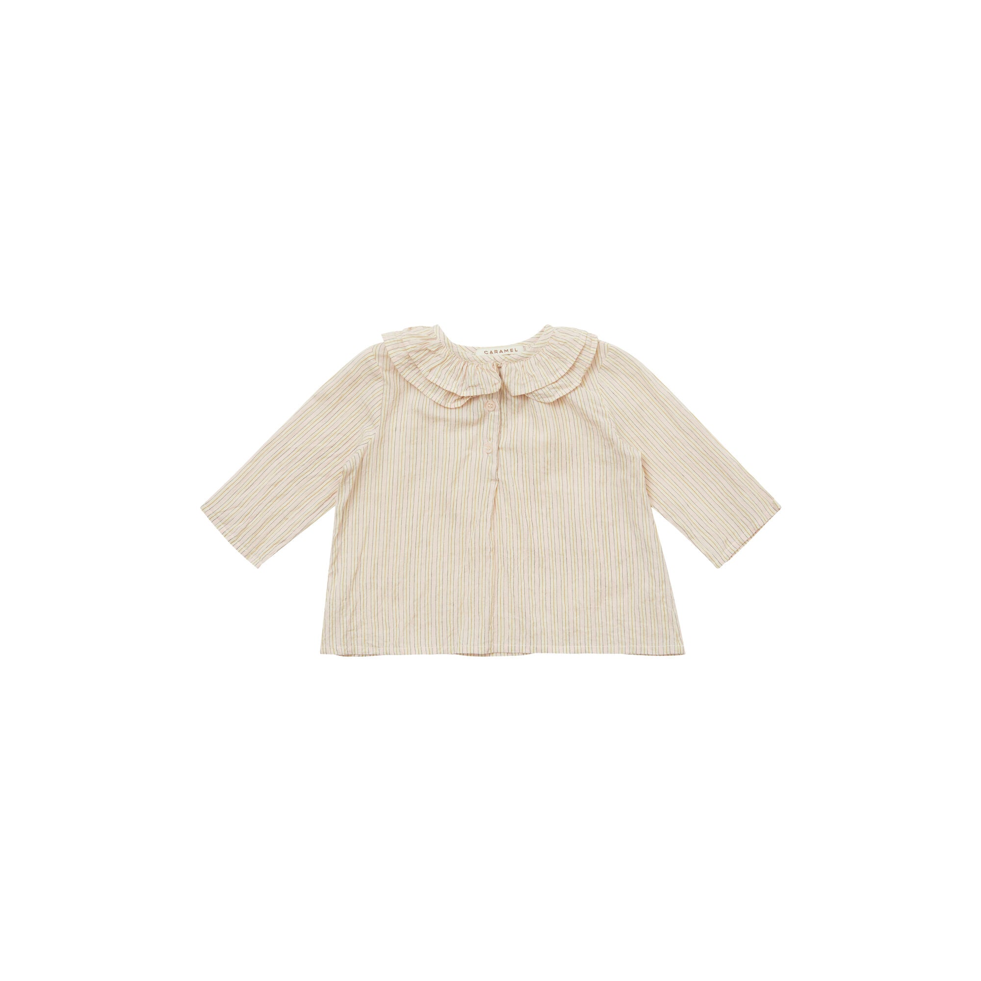 Baby Girls Light Yellow Stripes Cotton Shirt