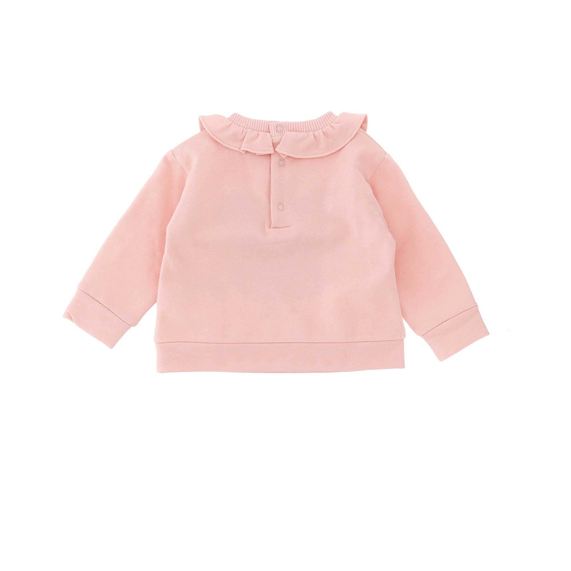 Baby Girls Pink Ruffle Cotton Sweatshirt