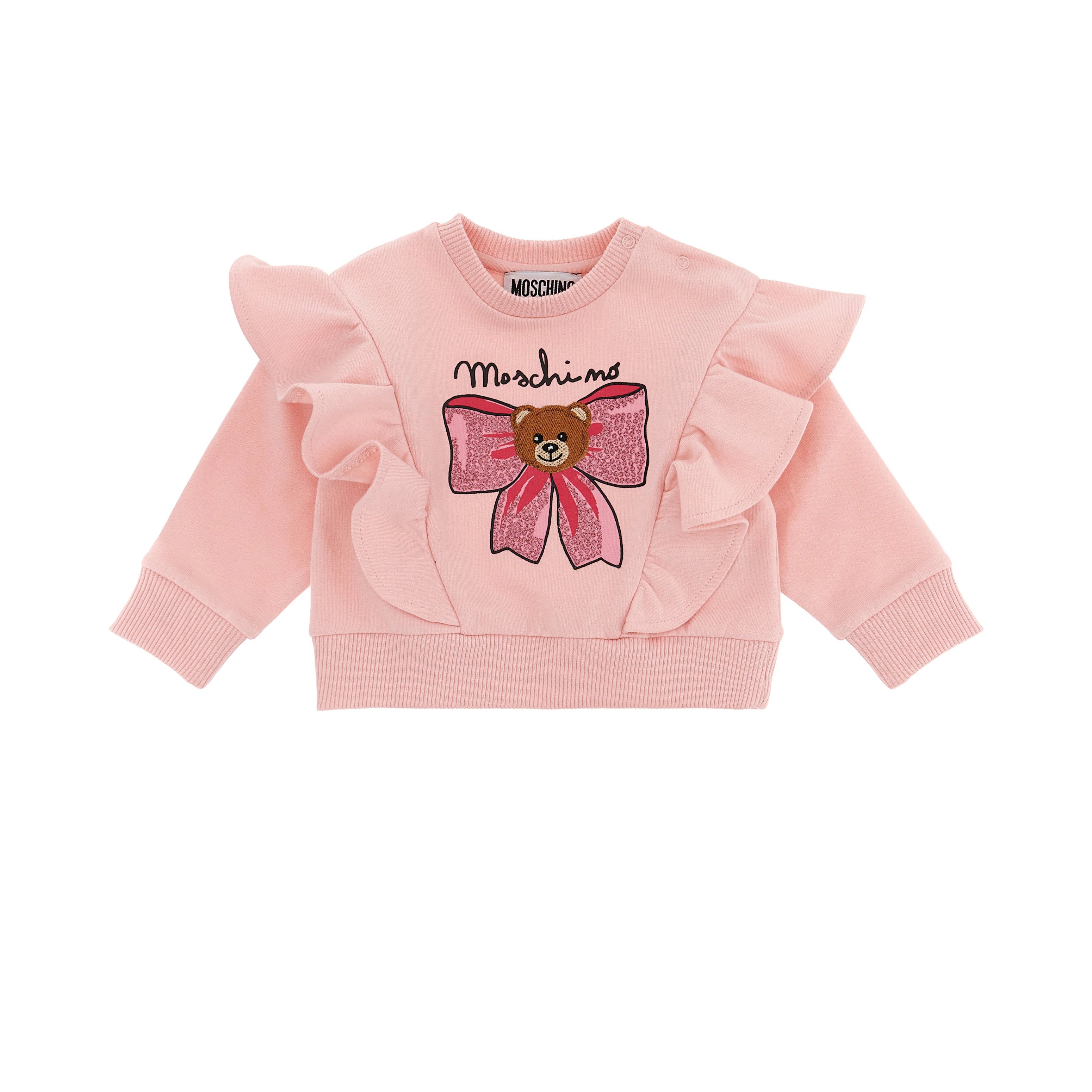 Baby Girls Pink Ruffled Cotton Sweatshirt