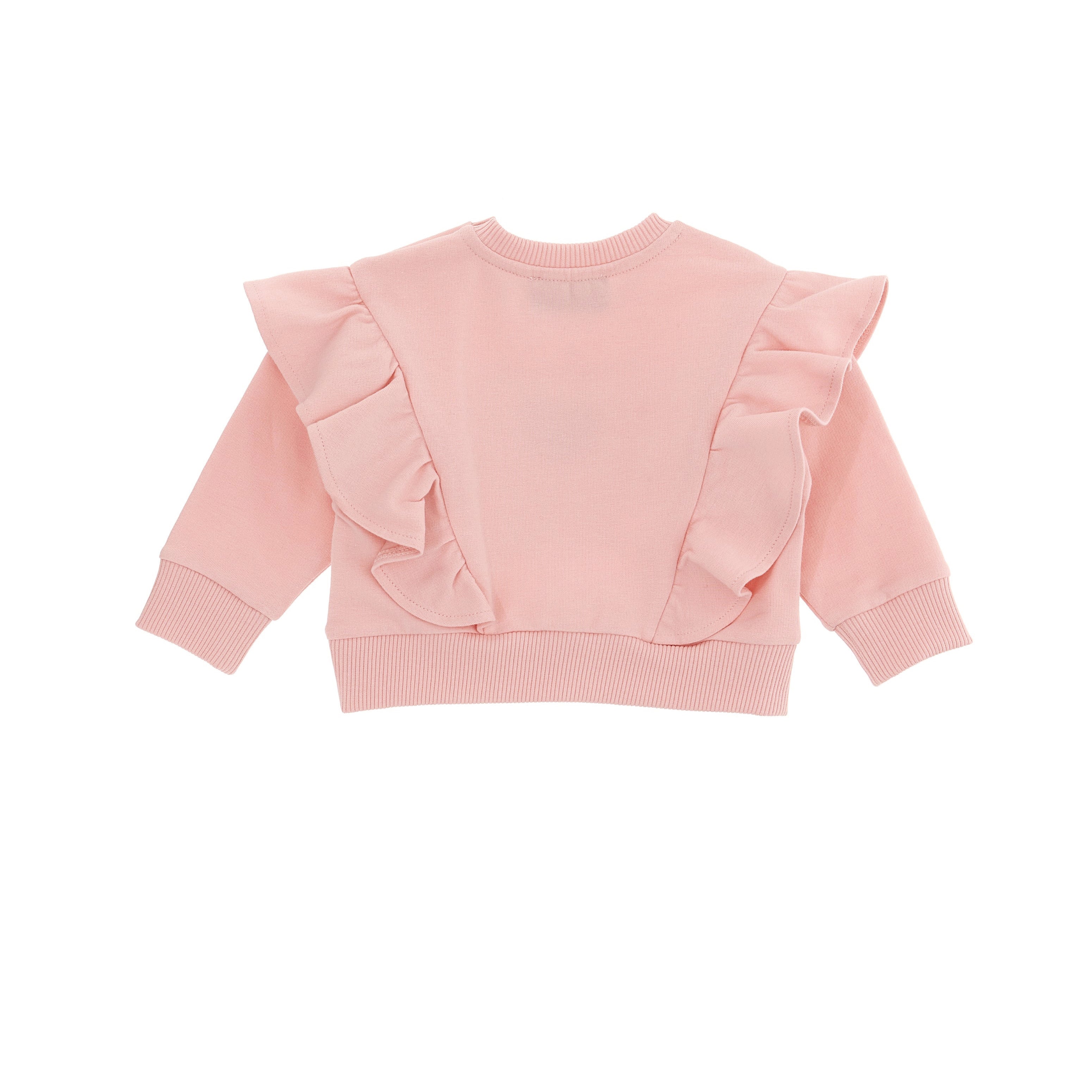 Baby Girls Pink Ruffled Cotton Sweatshirt
