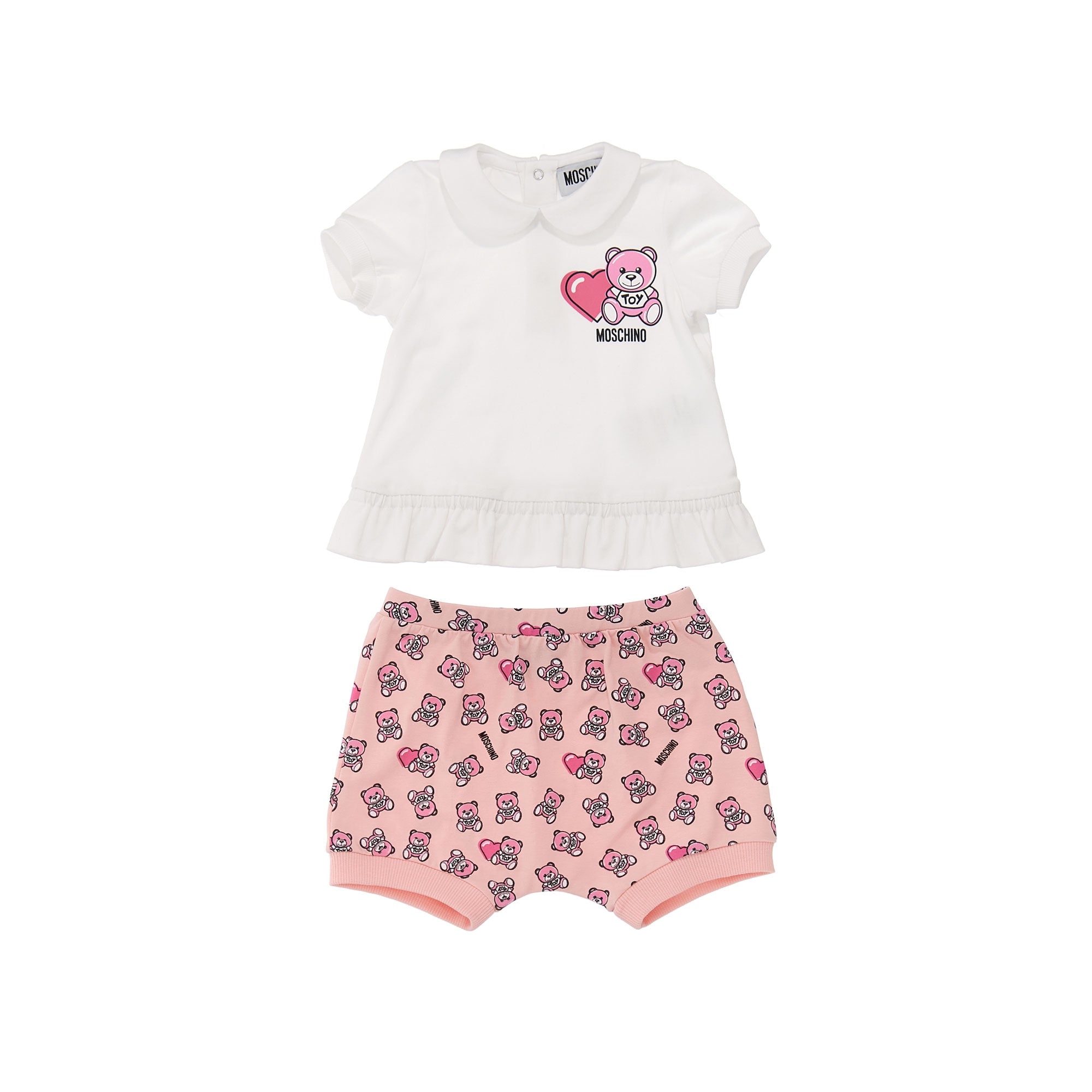 Baby Girls White & Pink Cotton Set