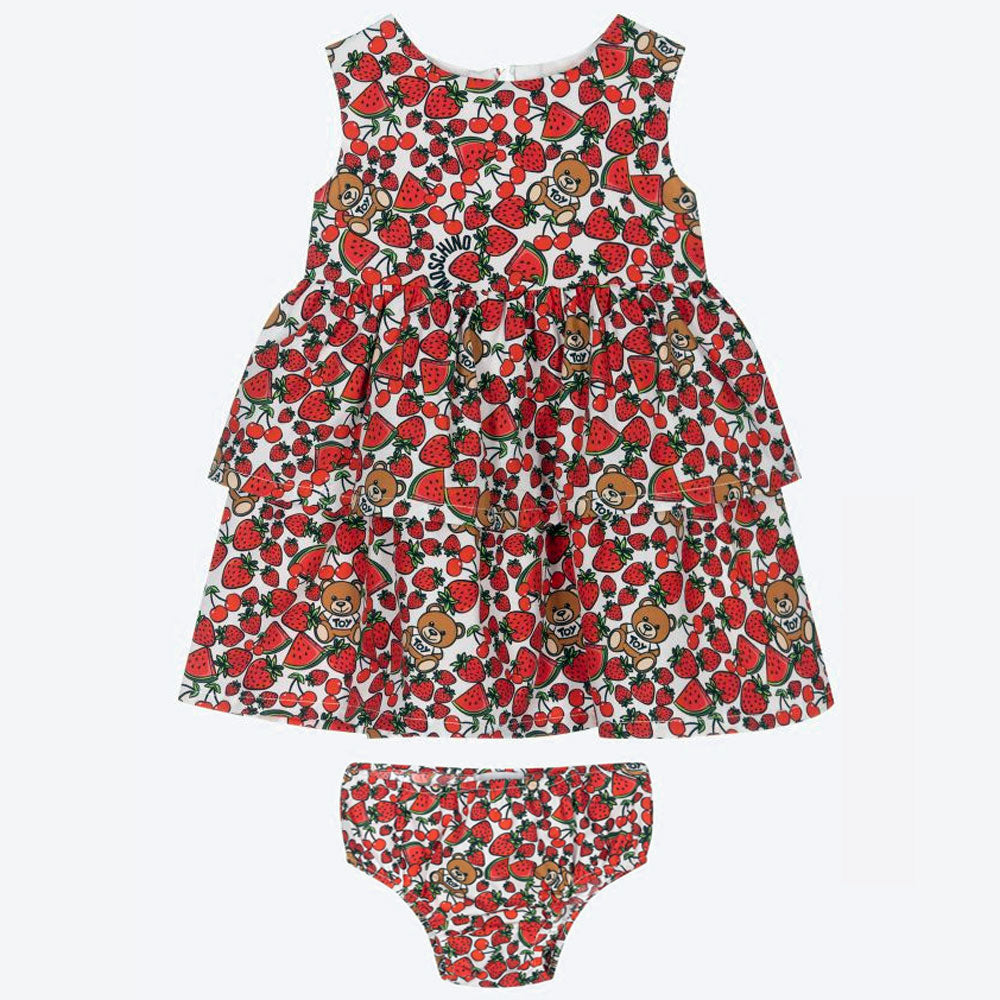 Baby Girls Red Cotton Dress Set