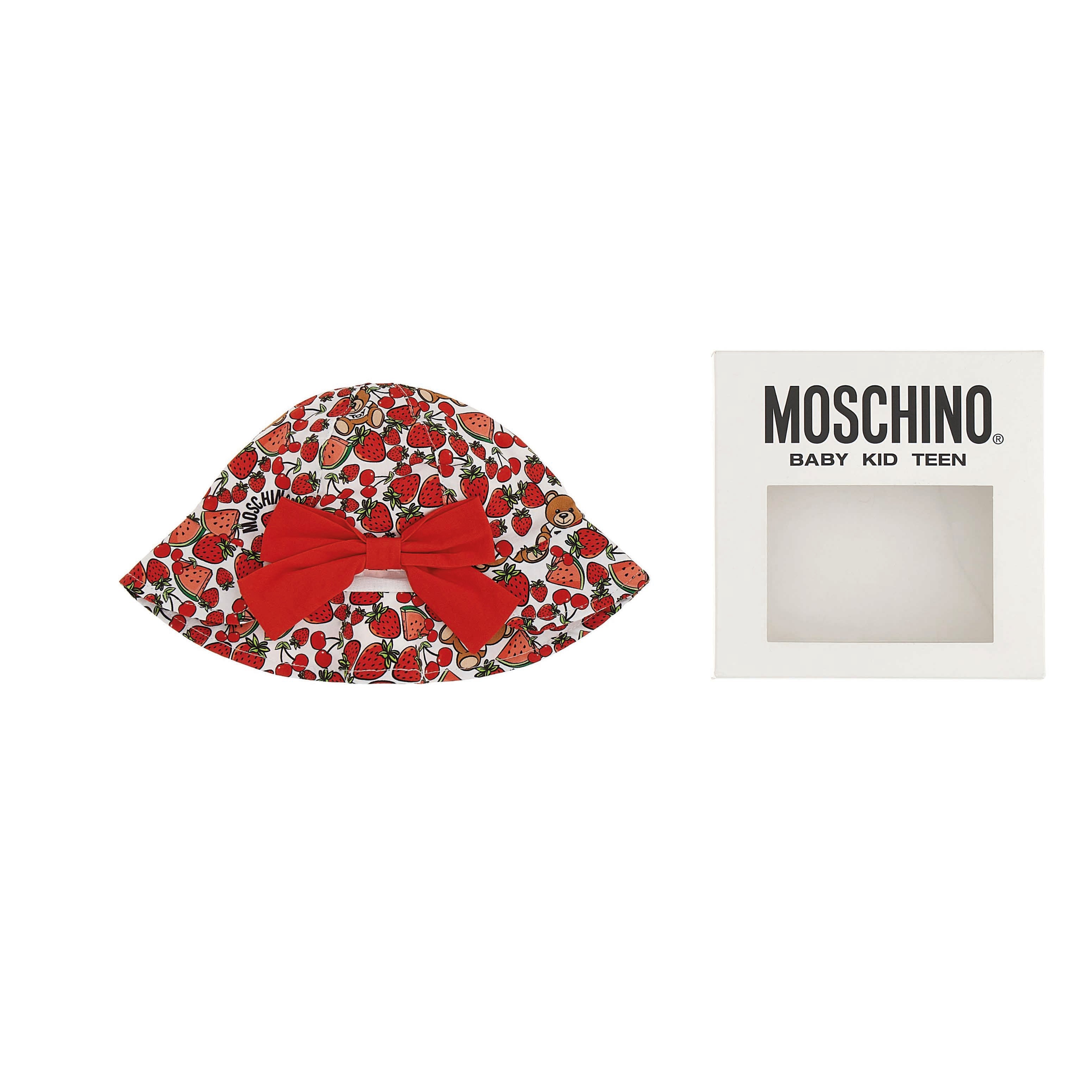 Girls Red Floral Cotton Hat