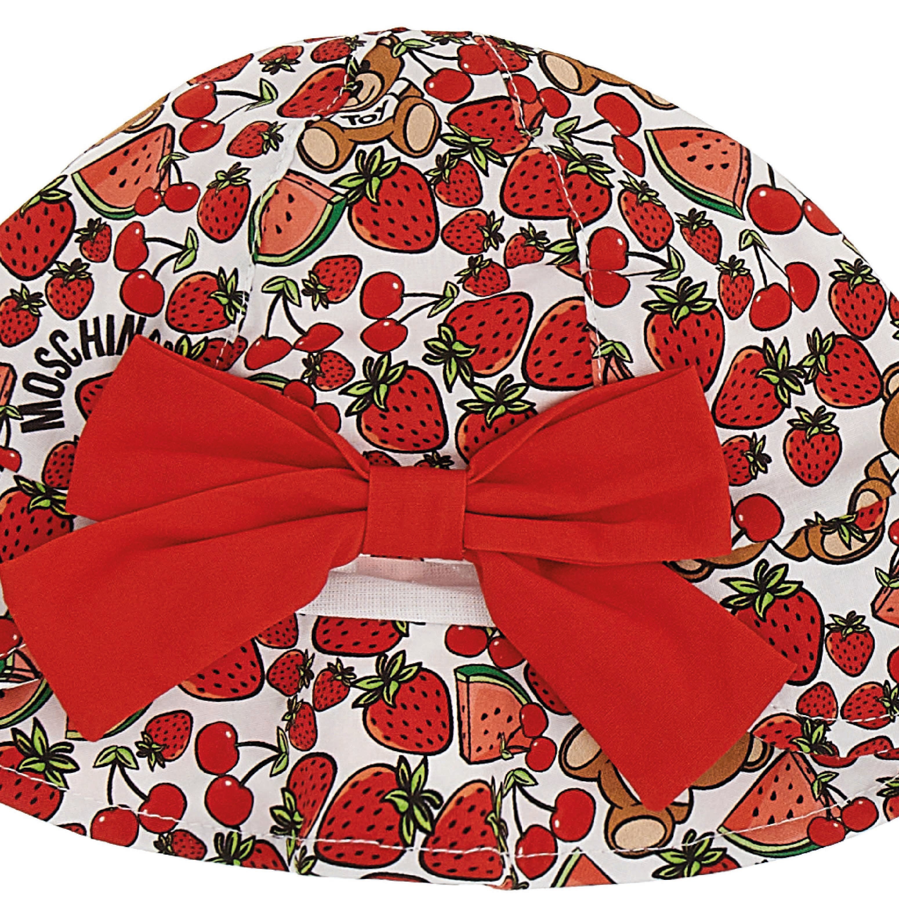 Girls Red Floral Cotton Hat