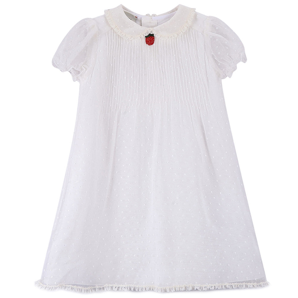 Baby Girls White Silk Tulle Dress - CÉMAROSE | Children's Fashion Store - 1