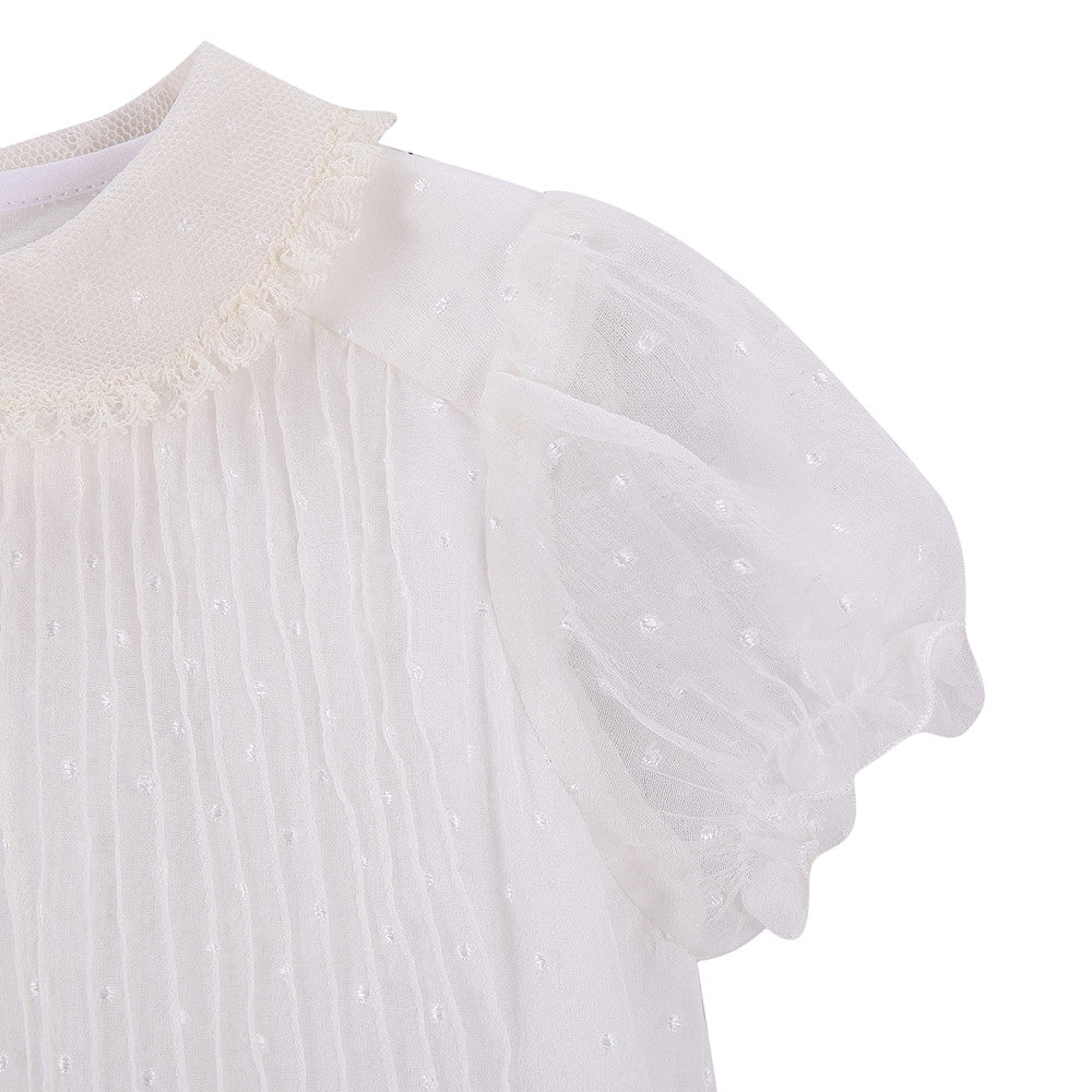 Baby Girls White Silk Tulle Dress - CÉMAROSE | Children's Fashion Store - 4